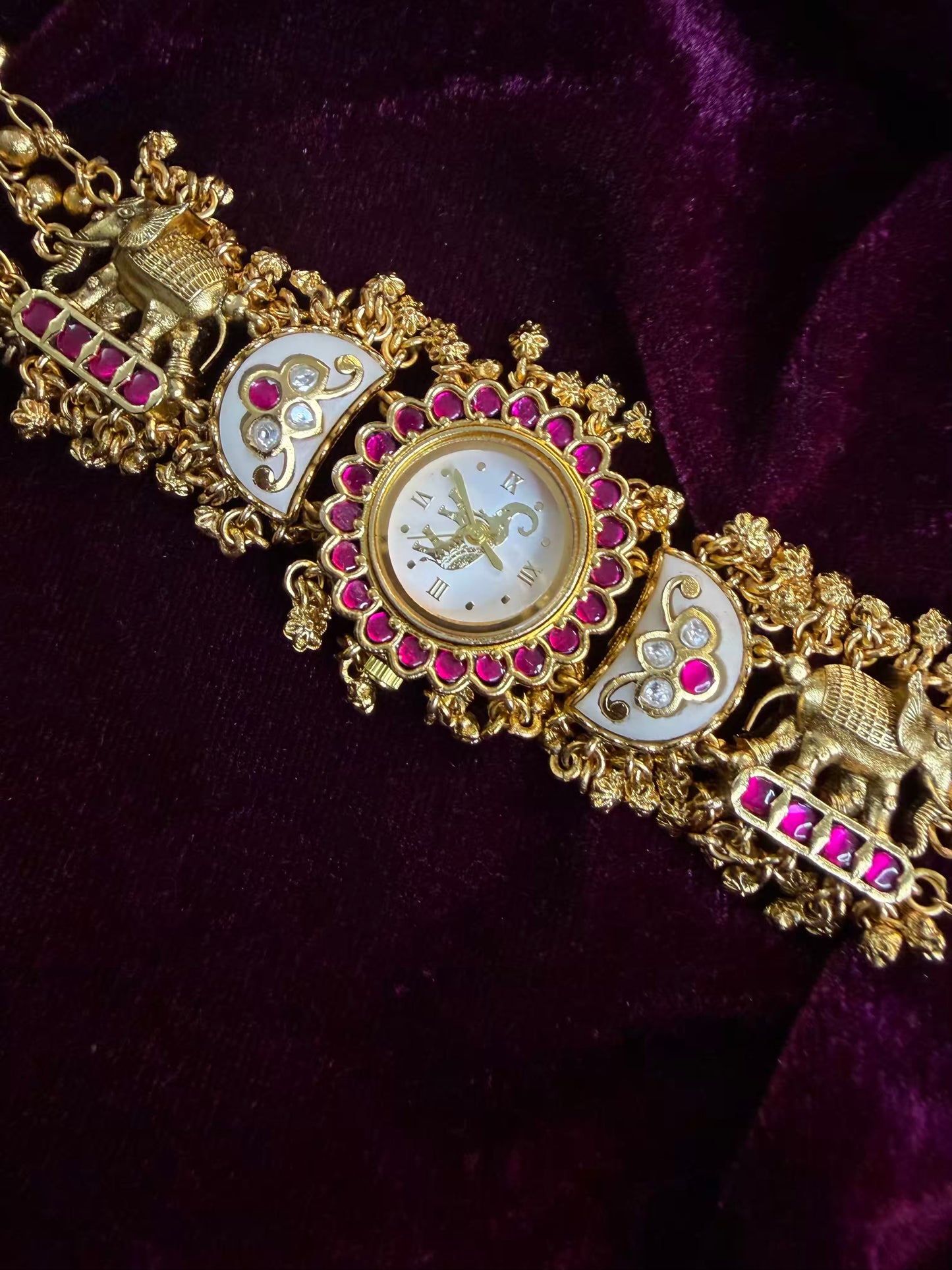 White Dial Half Moon Maharani Watch Design Bracelet