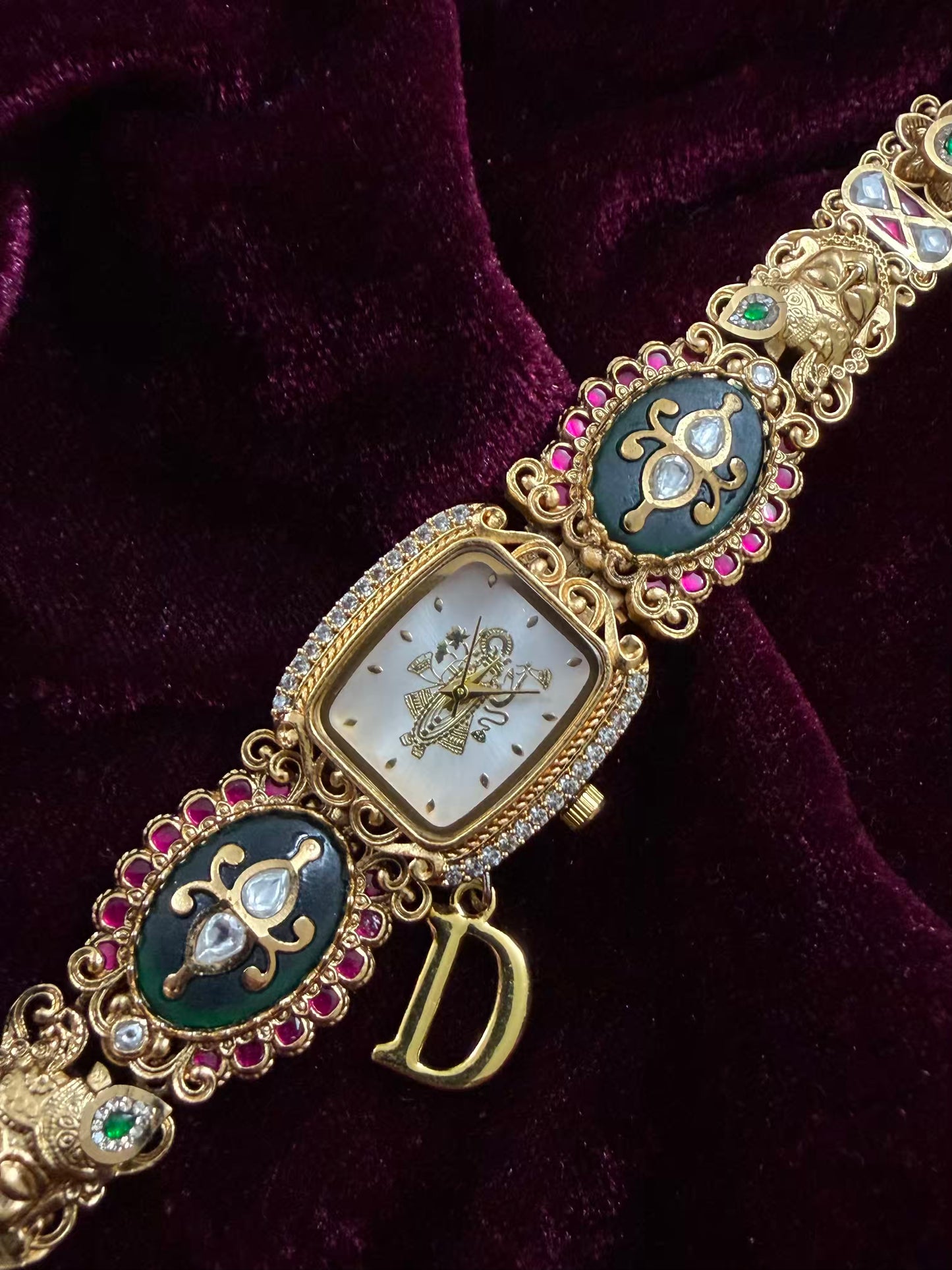 Shreenathji Krishna Maharani Heritage Watch Rakhi in Premium Swarovski (Free Initial)