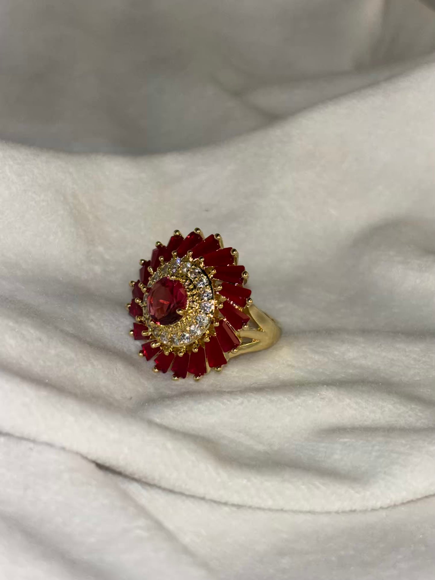 Scarlet Ruby Ring Solitaire Gold Ring