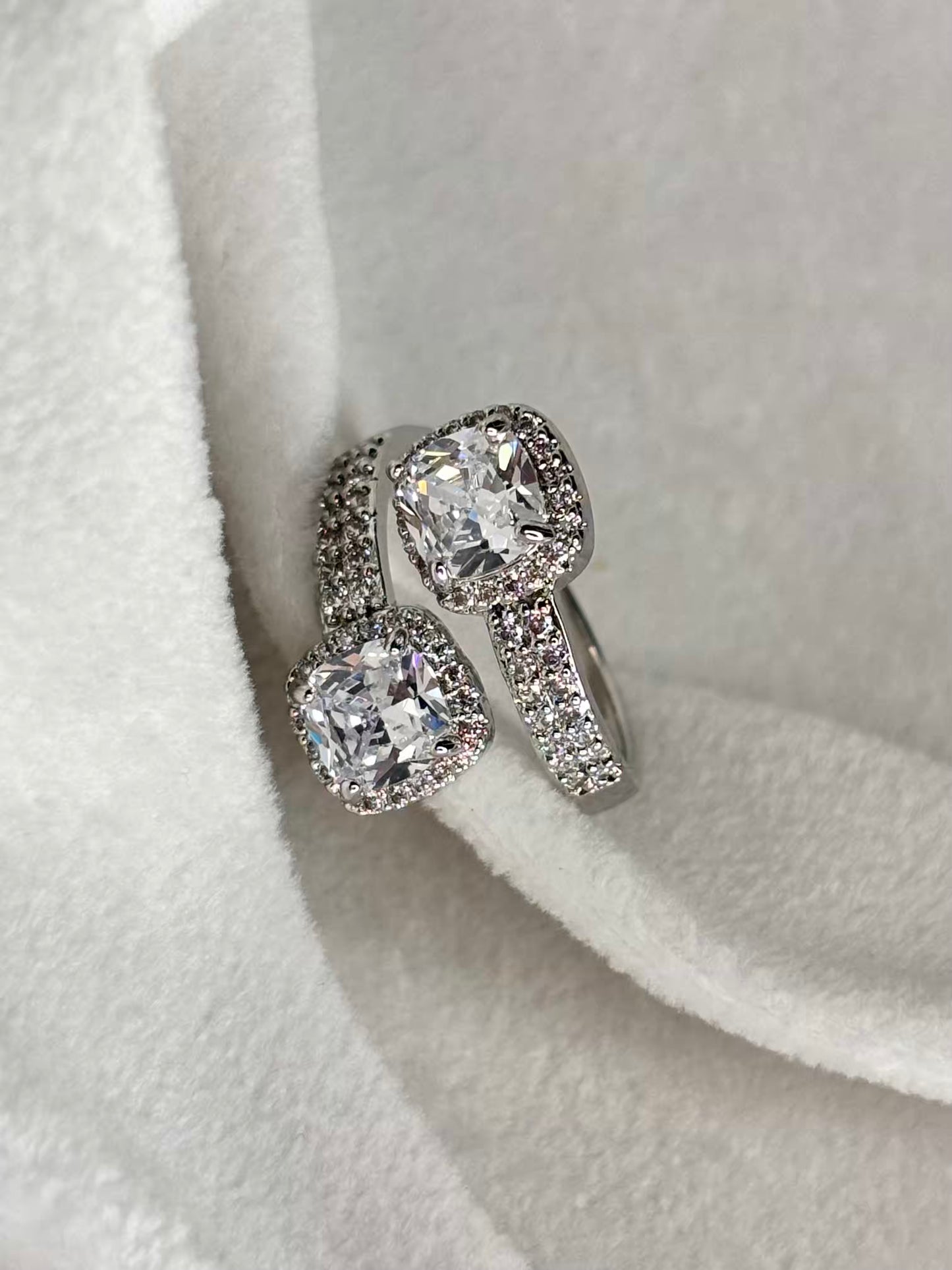 Dual Cushion Ring Silver Adjustable