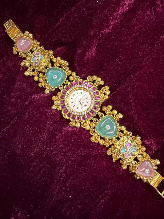 Blush Mint Dial Maharani Watch Heritage Bracelet ( Fits till 2.6 )