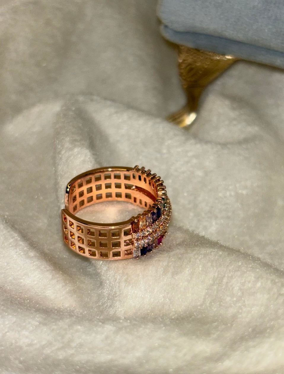 Colourful Studded Ring ( Adjustable)