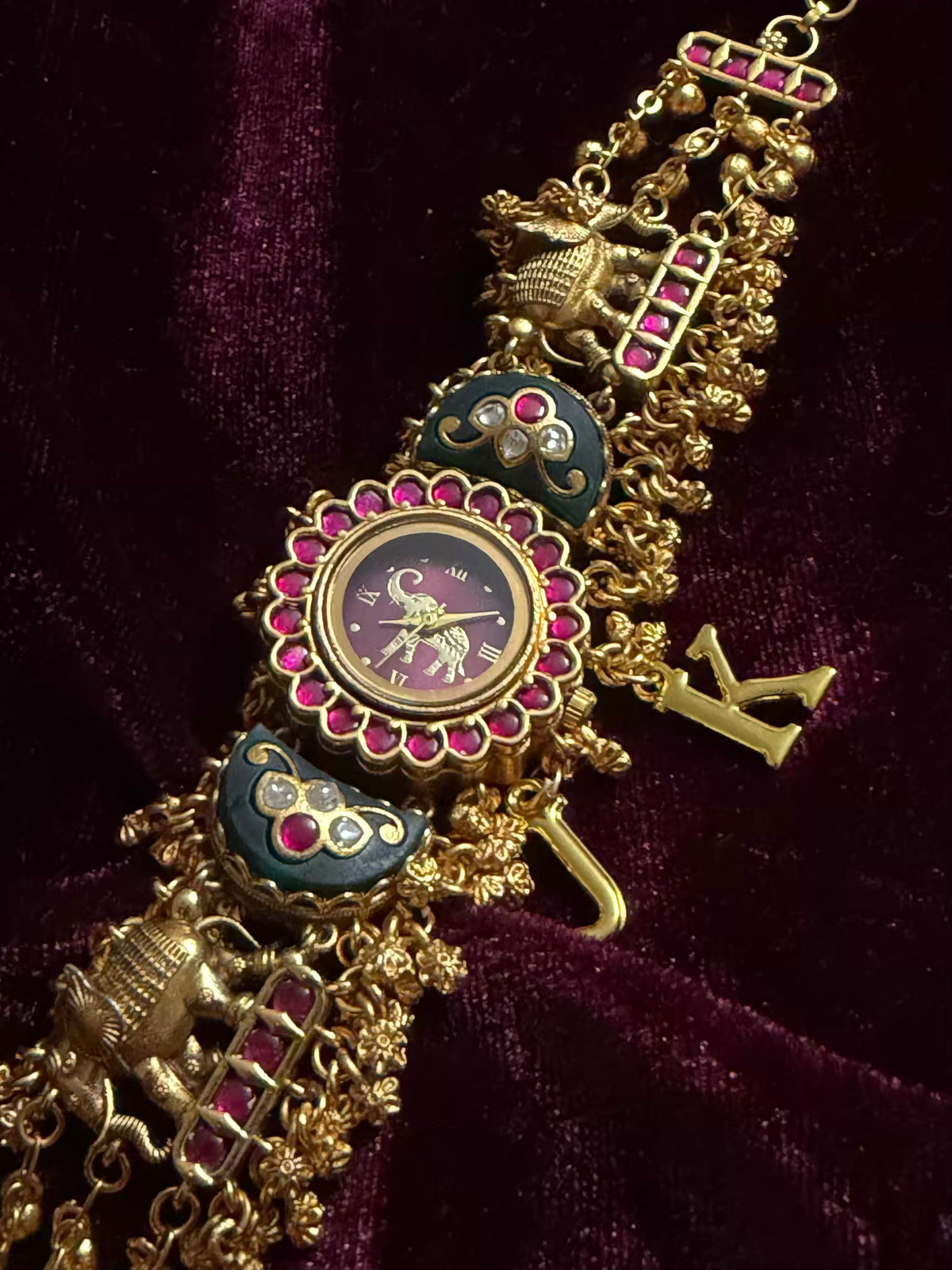 1980s Burgundy Dial Maharani Watch Heritage Bracelet