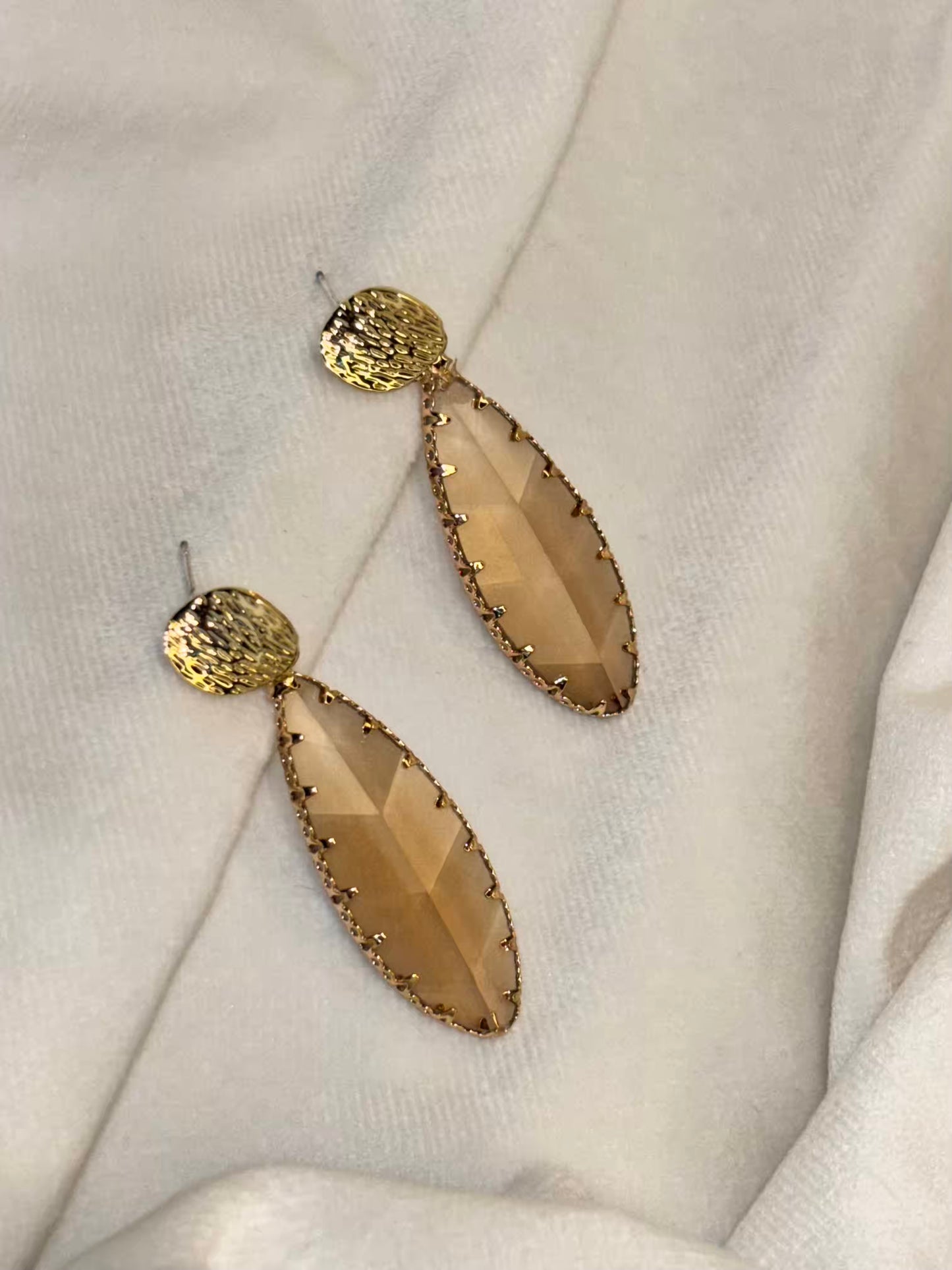 Peachy Leaf shaped Earrings - Gold Plated