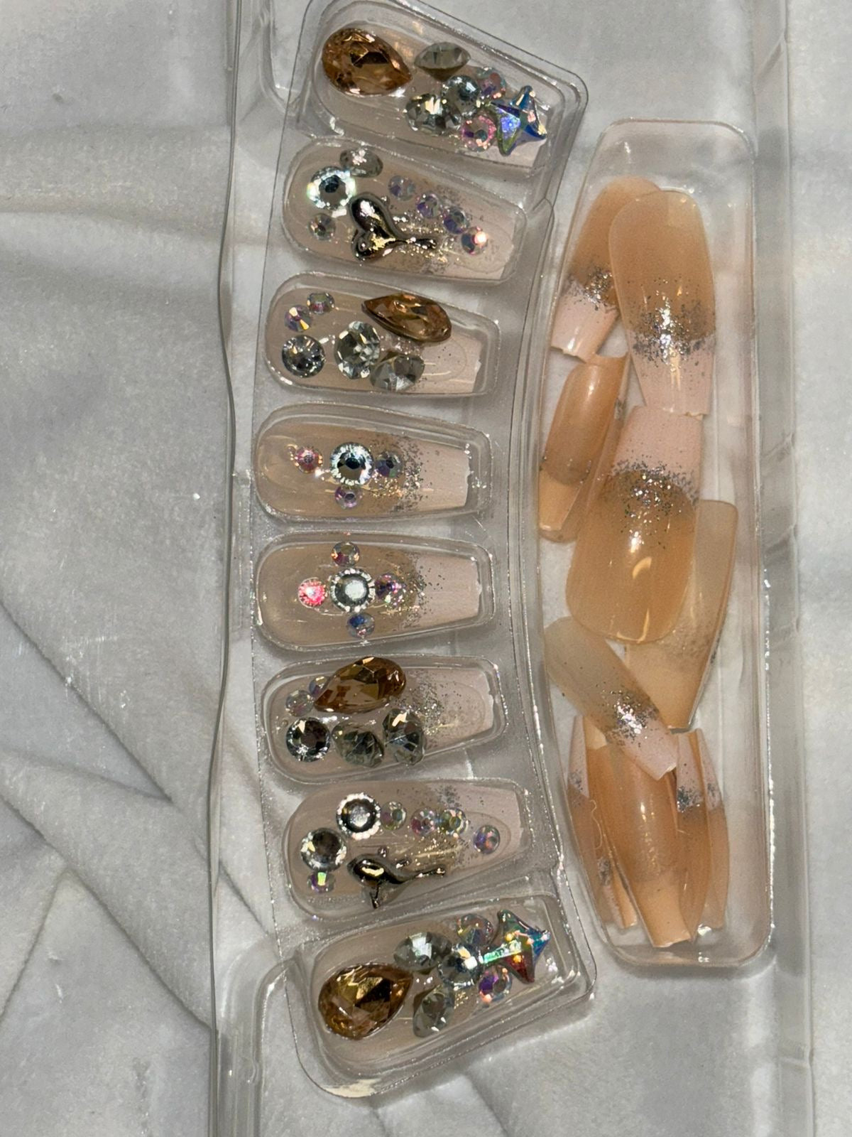 Nude Diamonds French Shimmery Fancy Party Bridal Press On Nails ( Set of 24 )