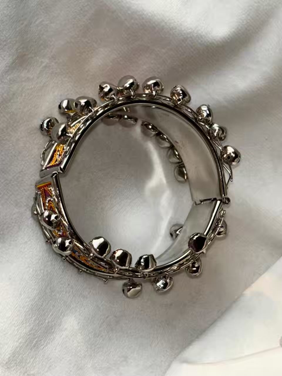 Designer Ghungroo Colourful Bracelet ( Silver )