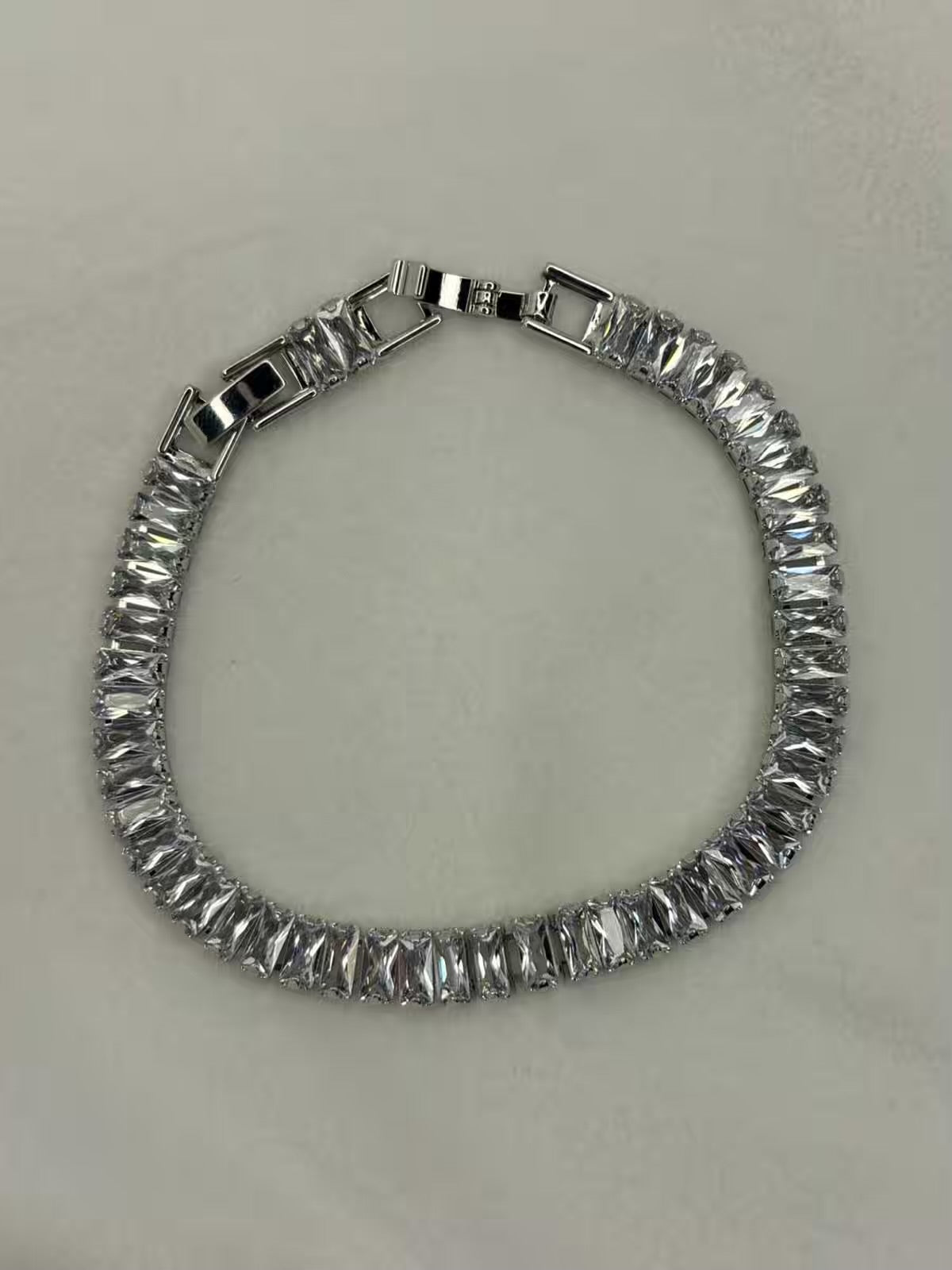 Premium Royal Shining Solitaire Diamonds Tennis Bracelet - Silver Colour ( Unisex )