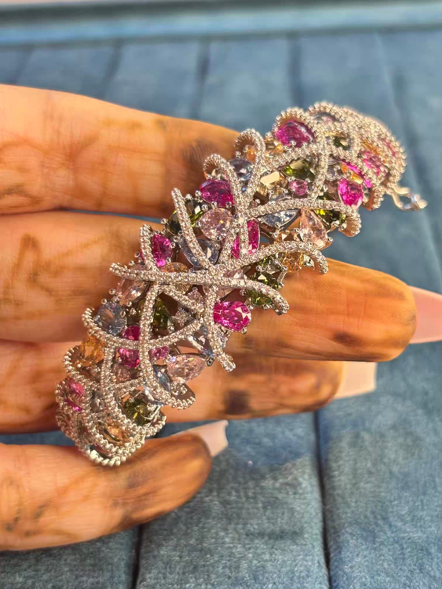 Multicoloured Luxury Rhodium Plated Bracelet ( Prepaid Only )