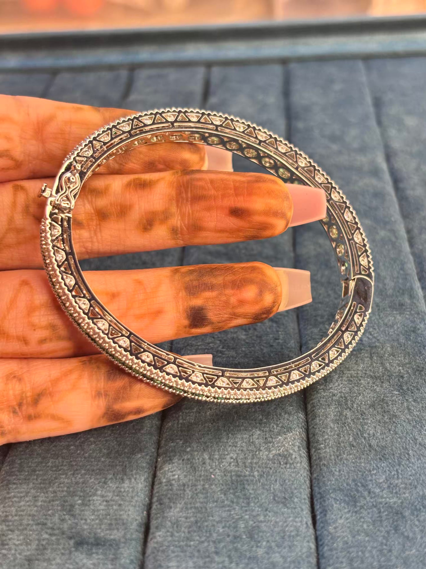 Blue Sapphire Luxury Rhodium Plated Bracelet