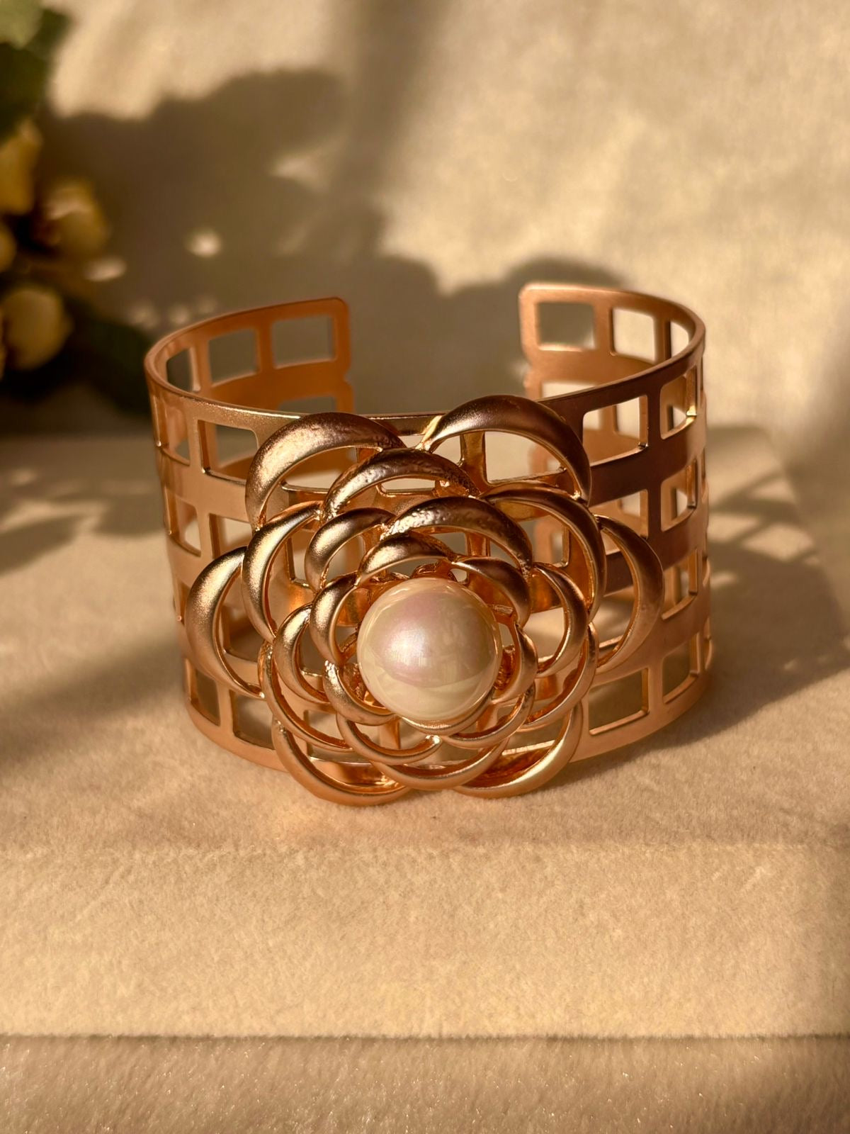 Demeter Rosy Pearl Kada Bracelet Bangle - Rose Gold