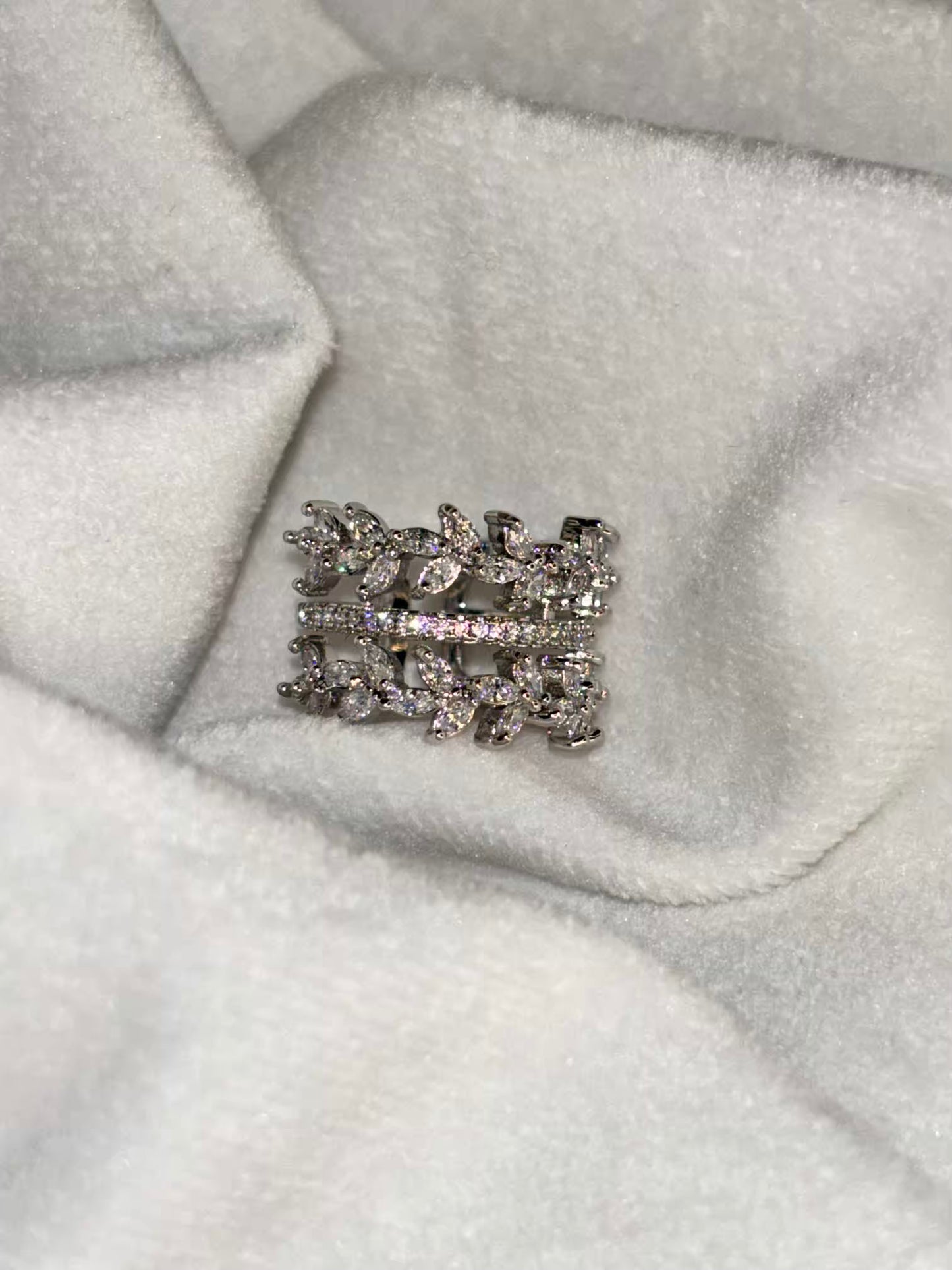 Leaves Band Silver Adjustable Ring