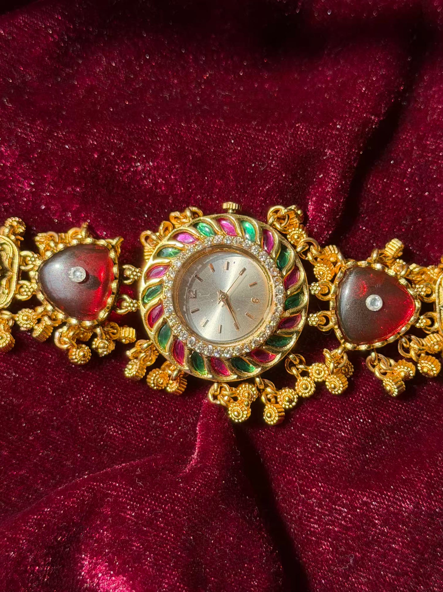 Green Red Gold Dial Loaded Green Rajwadi Gold Plated Heritage Maharani Watch ( Restocked Finally )
