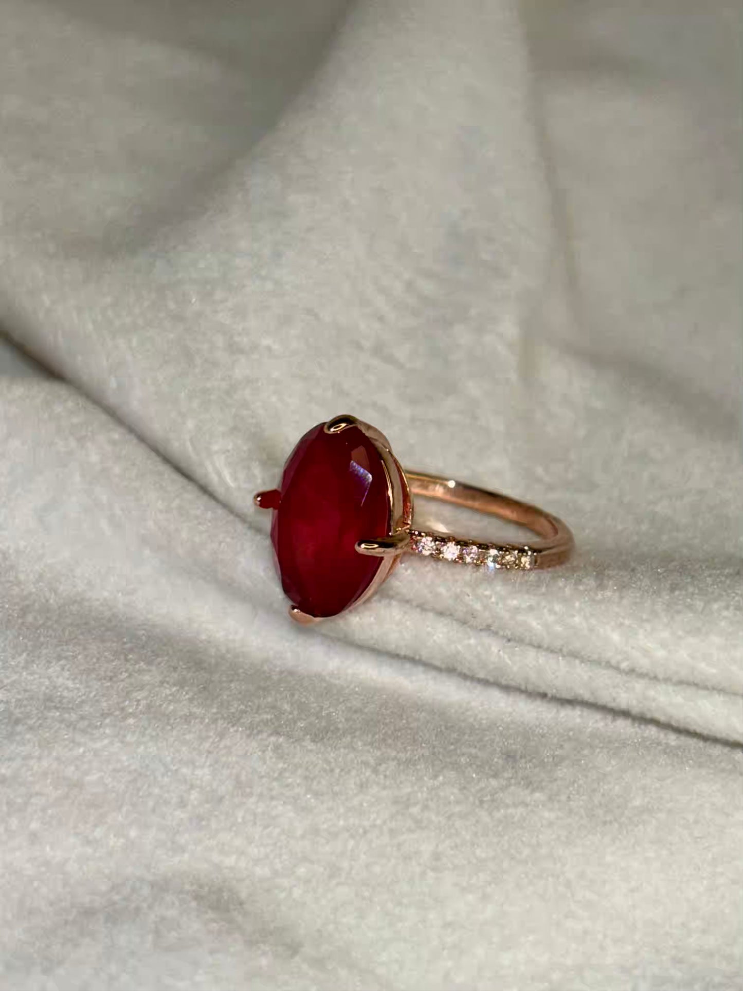 Red Ruby Oval Ring for Positive Vibes