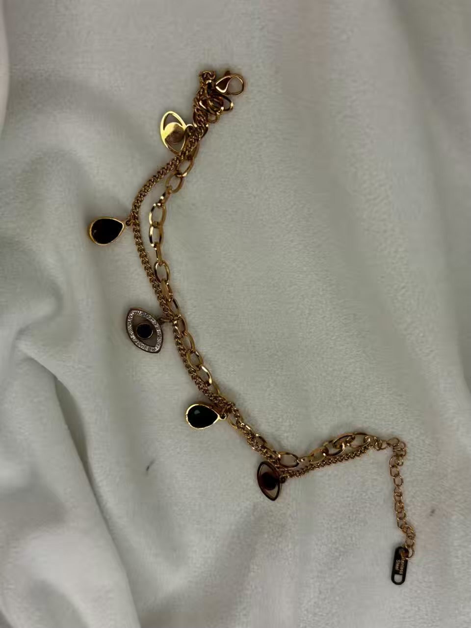 Black Stones Evil Eye Nazar Battu Blue Evil Eye Rose Gold Bracelet