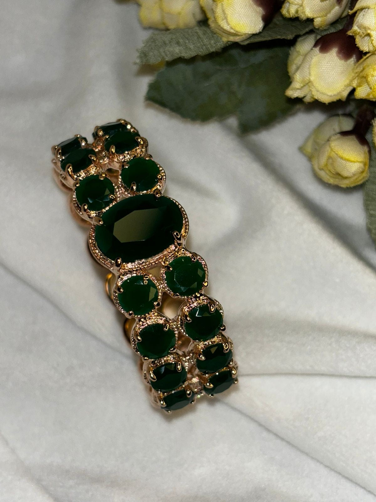 Emerald Green Blue Bracelet with Loaded Diamond (2.8 Size ) Bangle