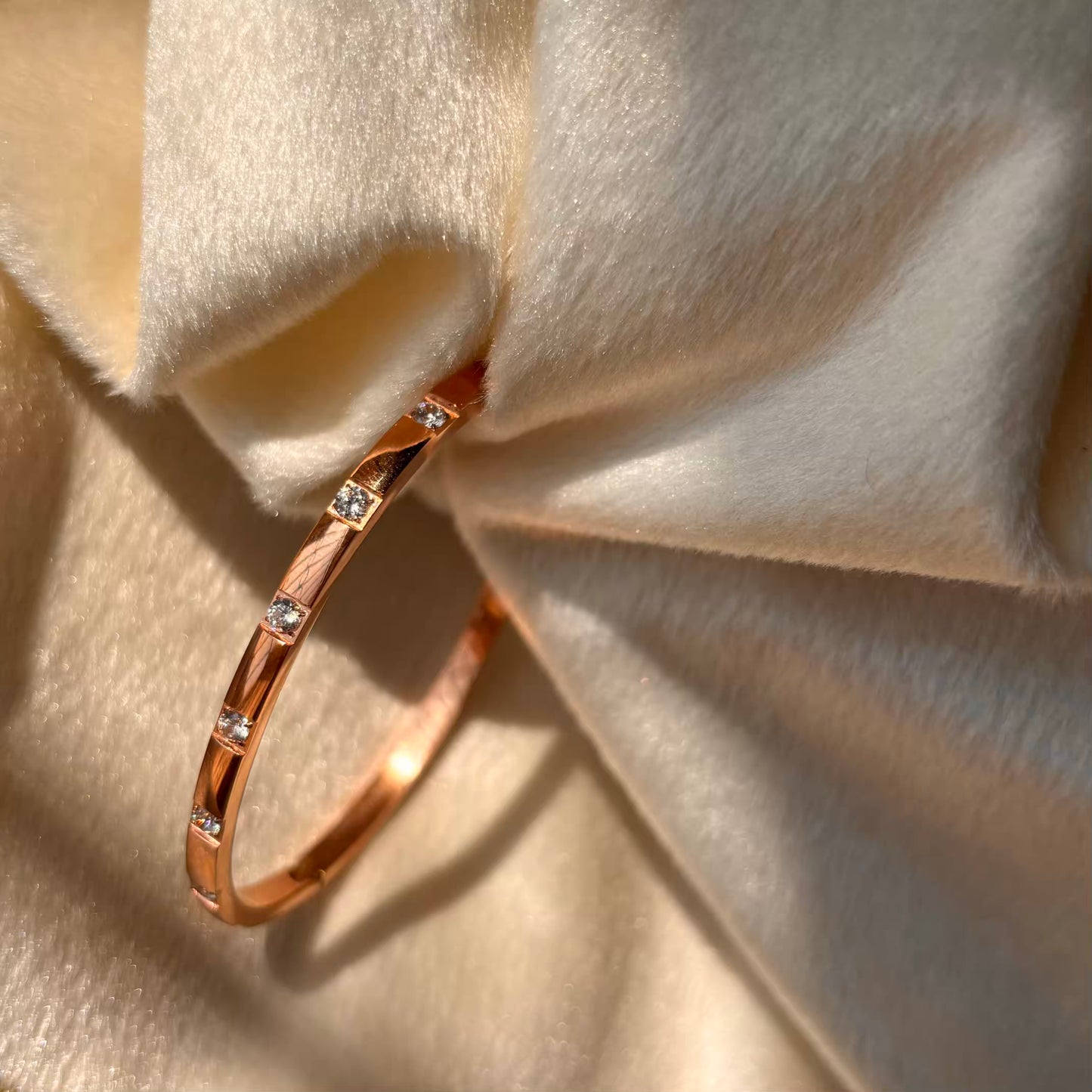 Rose Gold Diamond Sleek Bangle