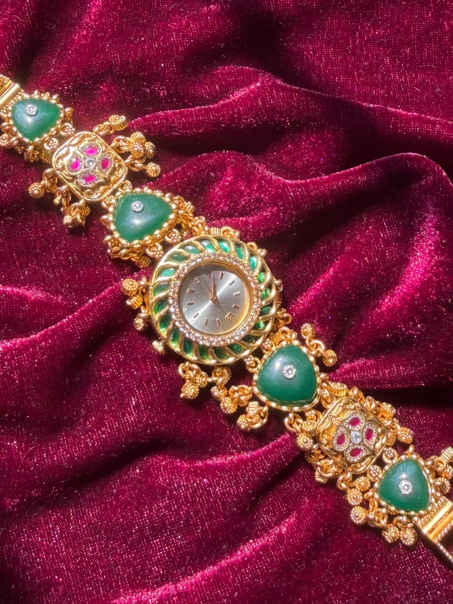 Green Emerald Dial Maharani Watch Design Heritage Bracelet