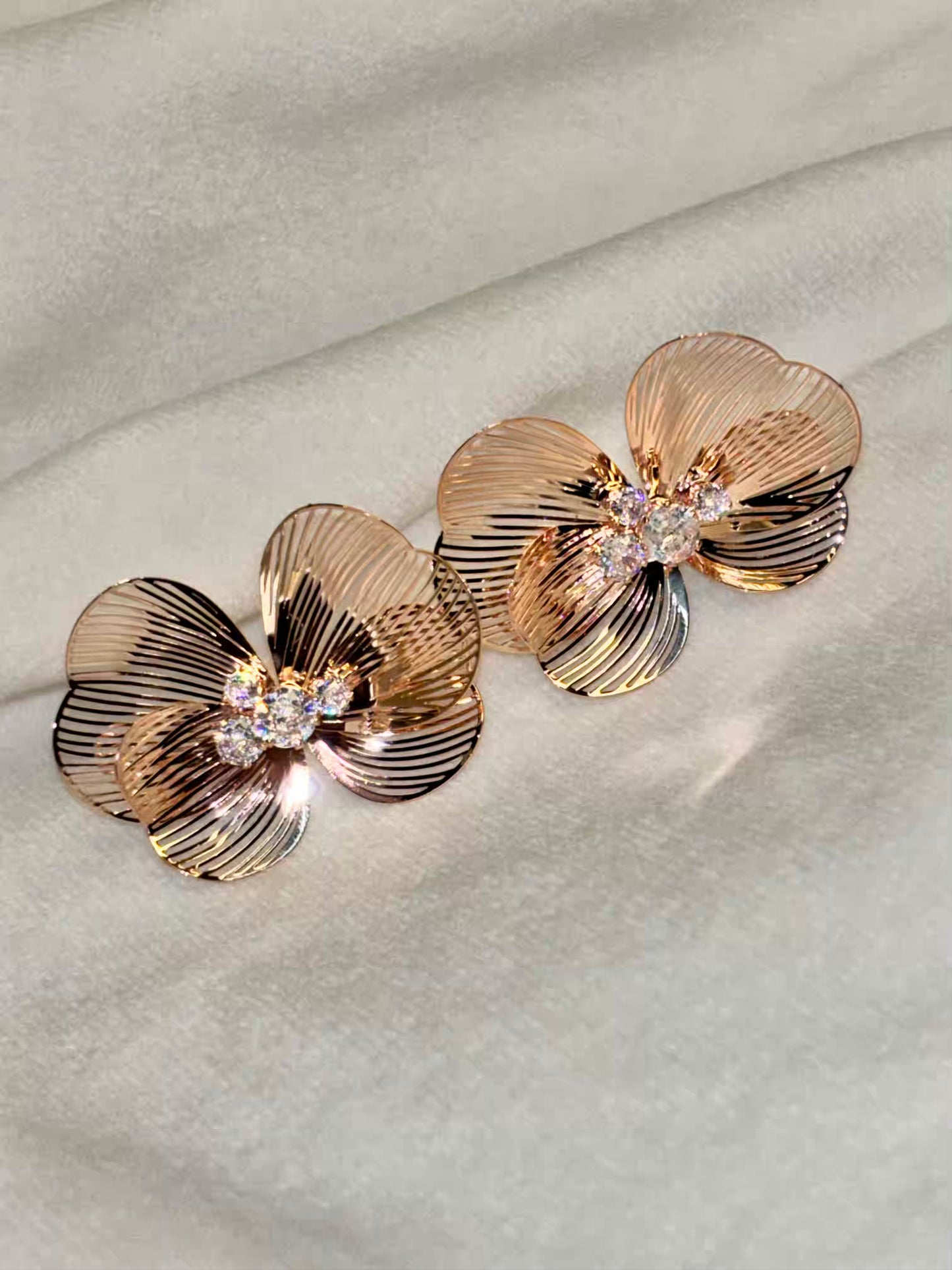 Butterfly Bee Earrings Studs - Rose Plated
