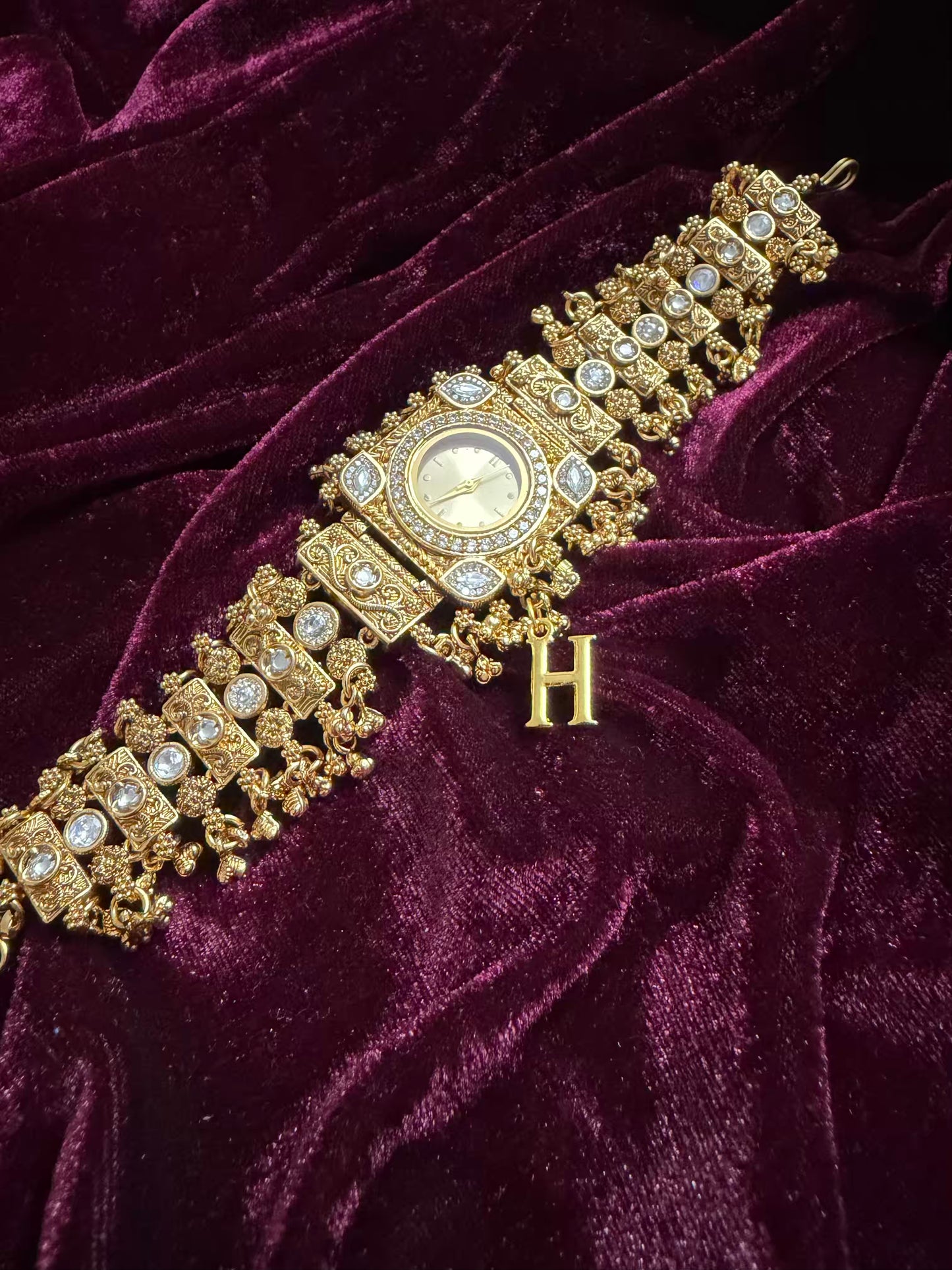Katyayani Heritage Watch Rakhi in Premium Swarovski (Free Initial)