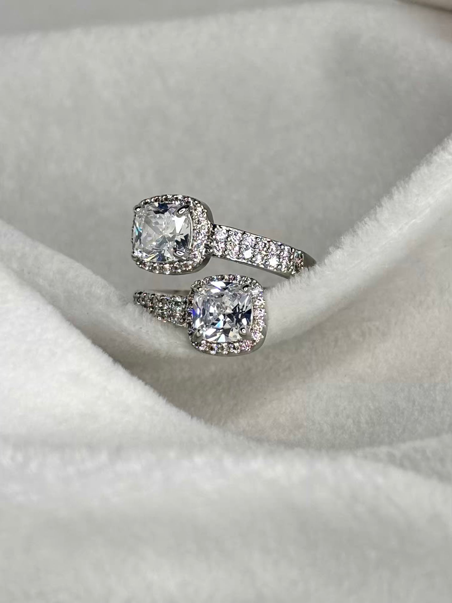 Dual Cushion Ring Silver Adjustable