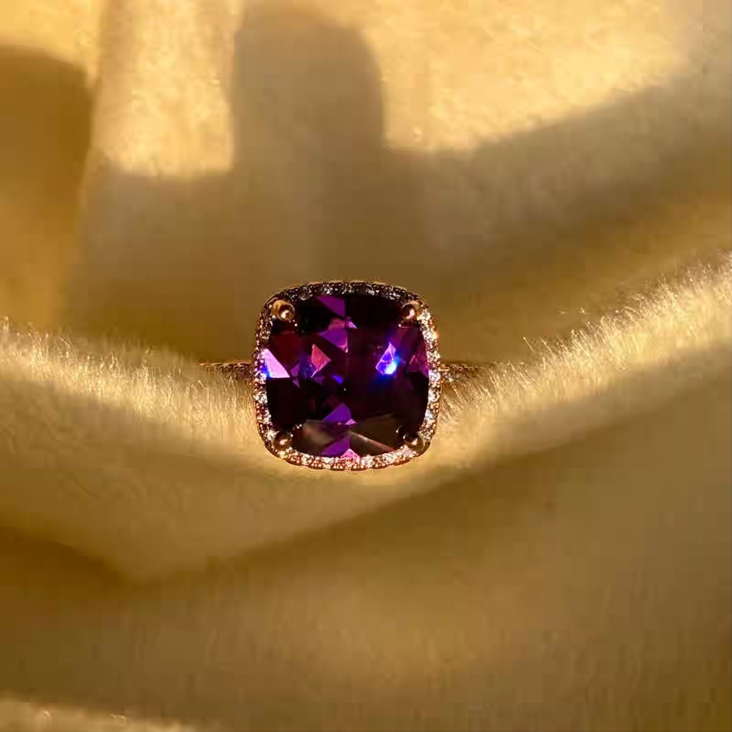 Amethyst Purple /Studded Ring ( Rose Gold) in Size 6 US