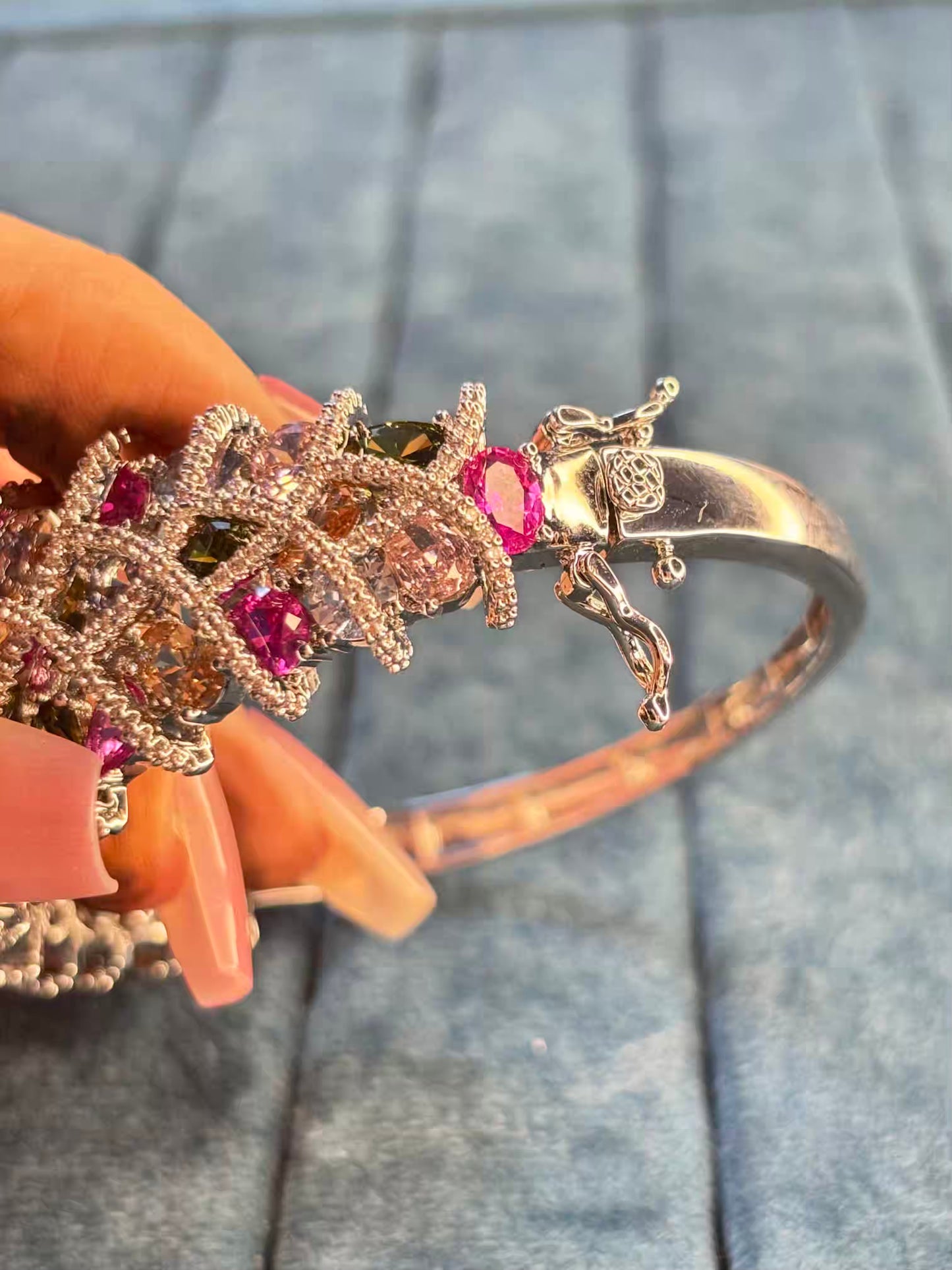 Multicoloured Luxury Rhodium Plated Bracelet ( Prepaid Only )