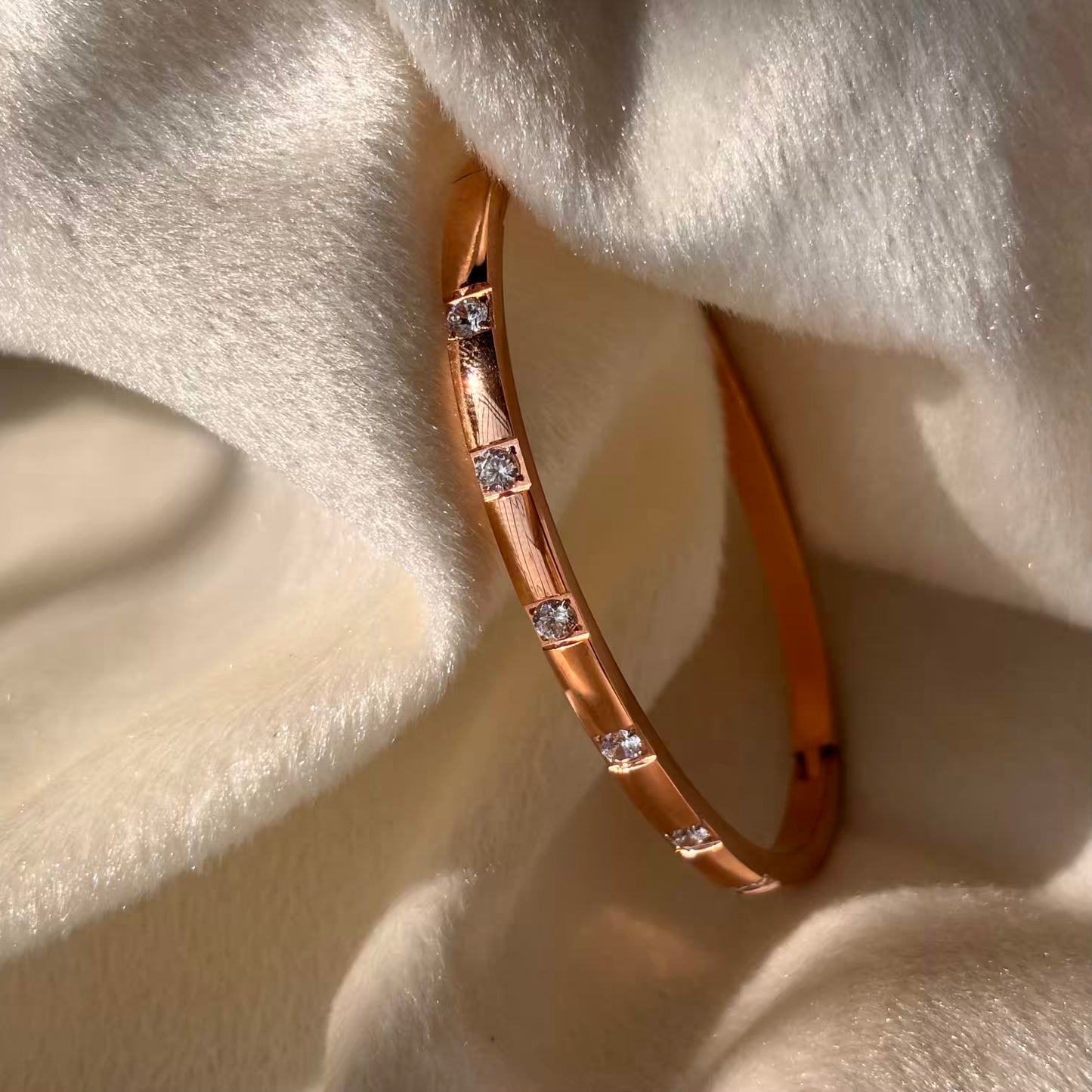 Rose Gold Diamond Sleek Bangle
