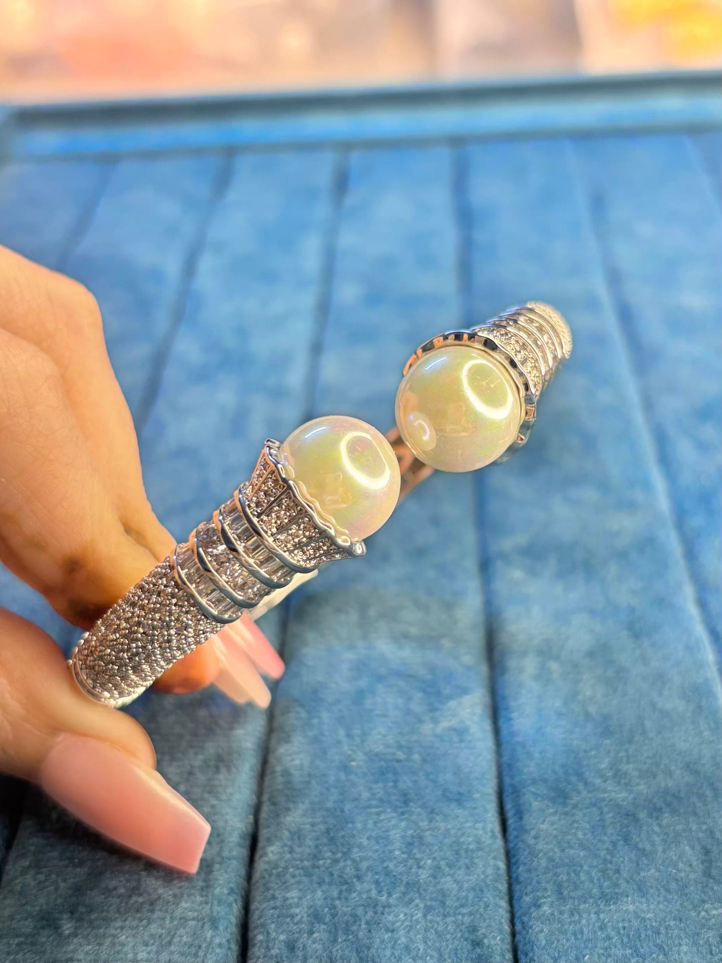 Pearls Luxury Rhodium Plated Bracelet