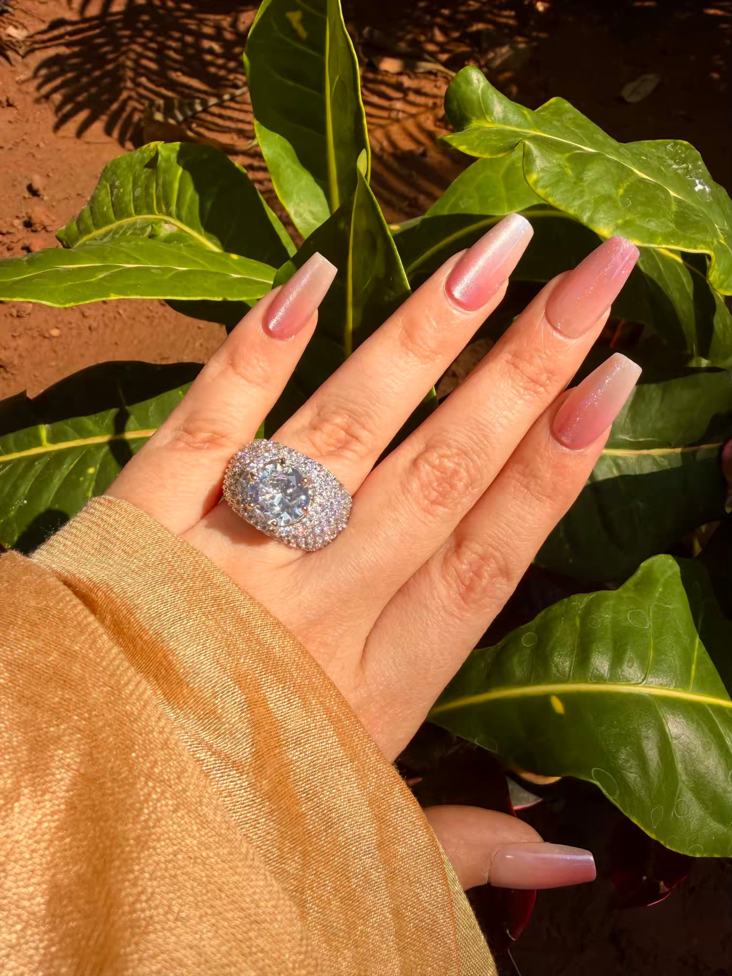 Queen Isabelle Diamonds Silver Plated Premium Ring