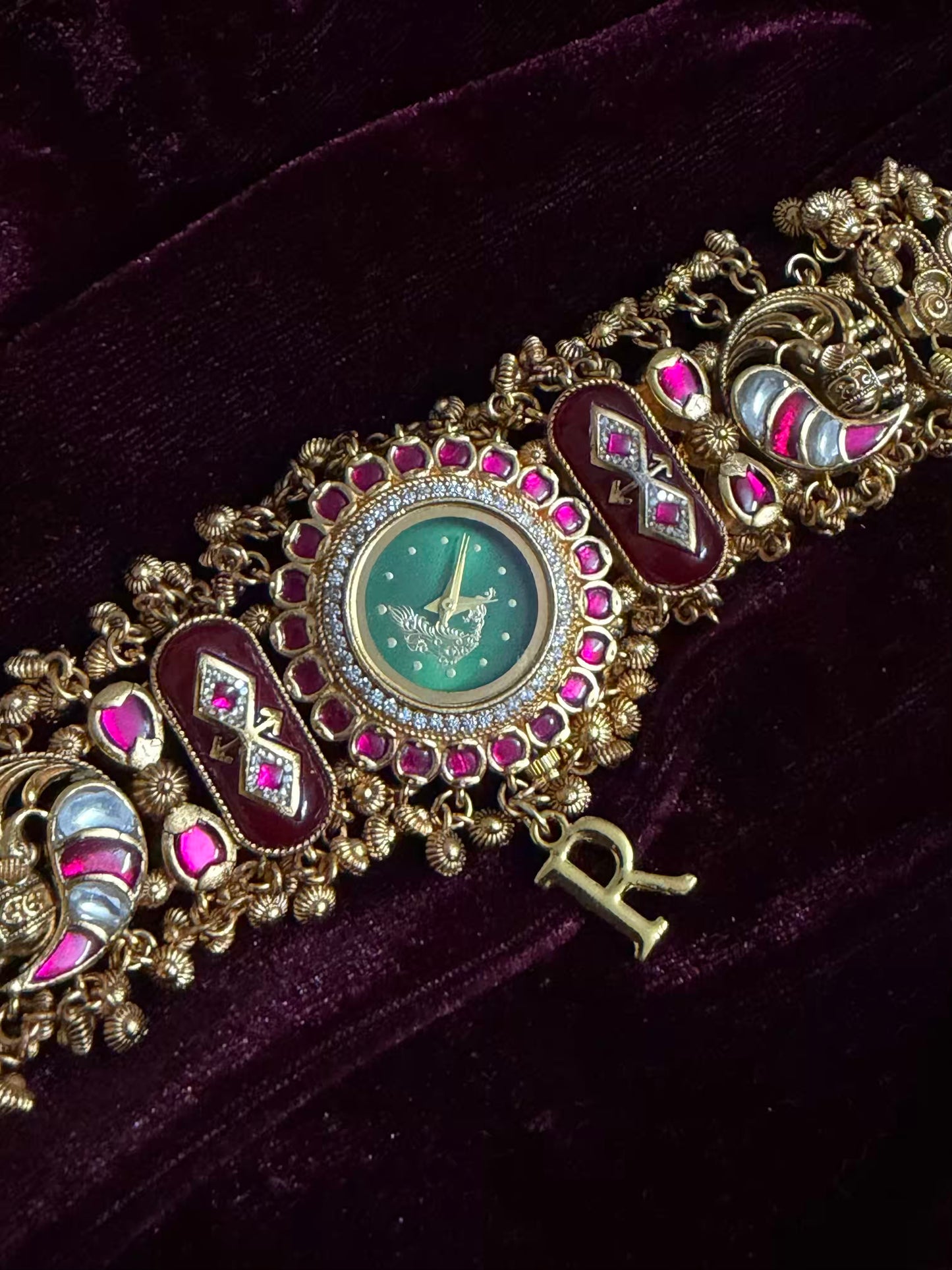 Green Peacock Dial Maharani Watch Design Heritage Bracelet ( Limited Edition )