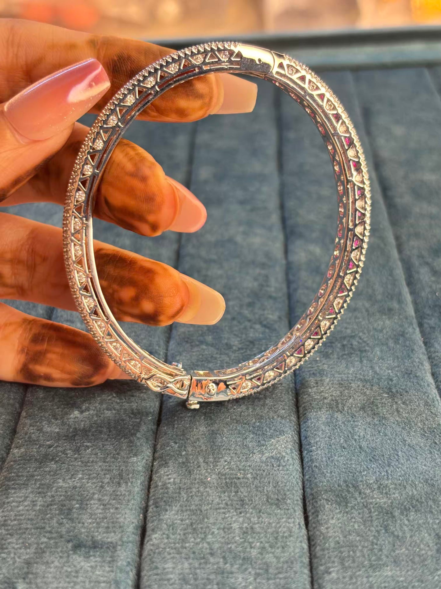 Blue Sapphire Luxury Rhodium Plated Bracelet