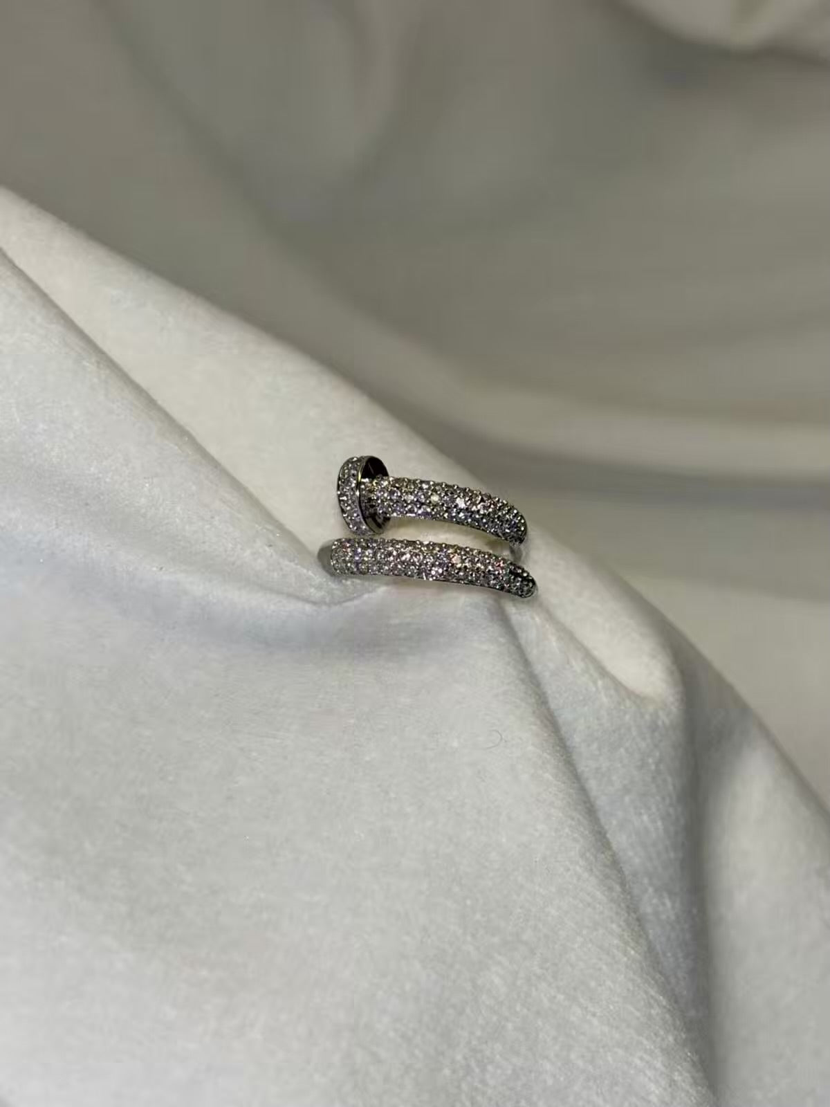 Nail Studded Adjustable Ring ( Silver )