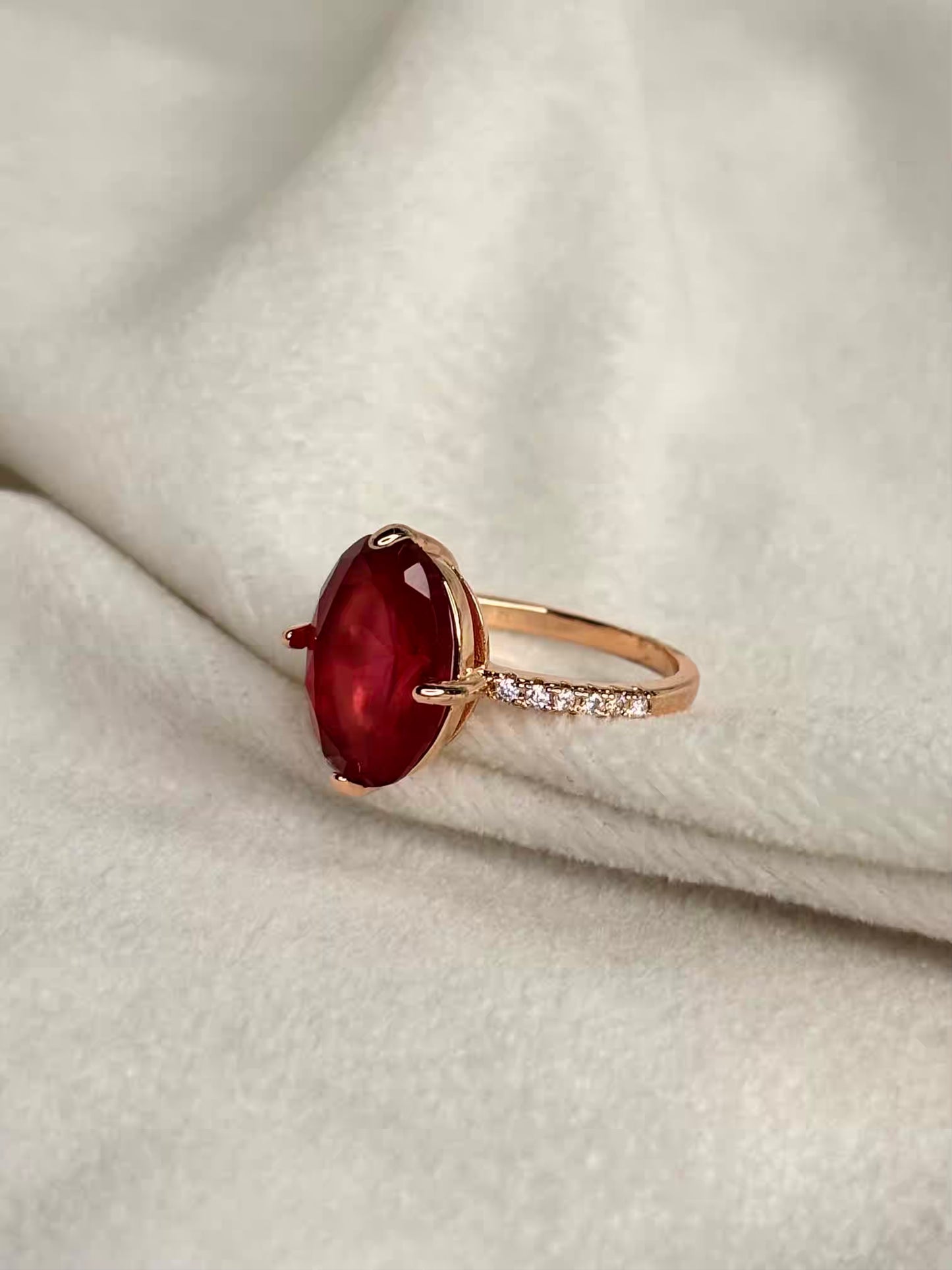 Red Ruby Oval Ring for Positive Vibes