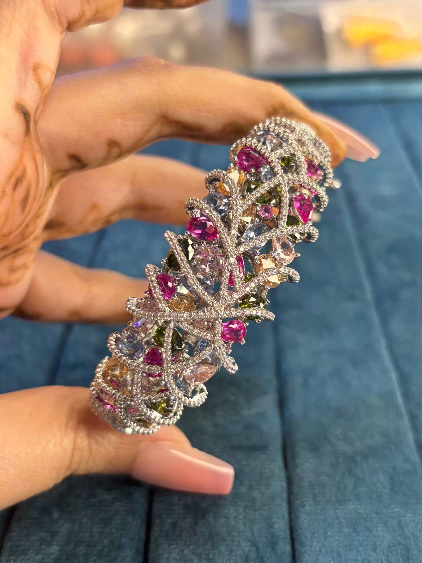 Multicoloured Luxury Rhodium Plated Bracelet ( Prepaid Only )