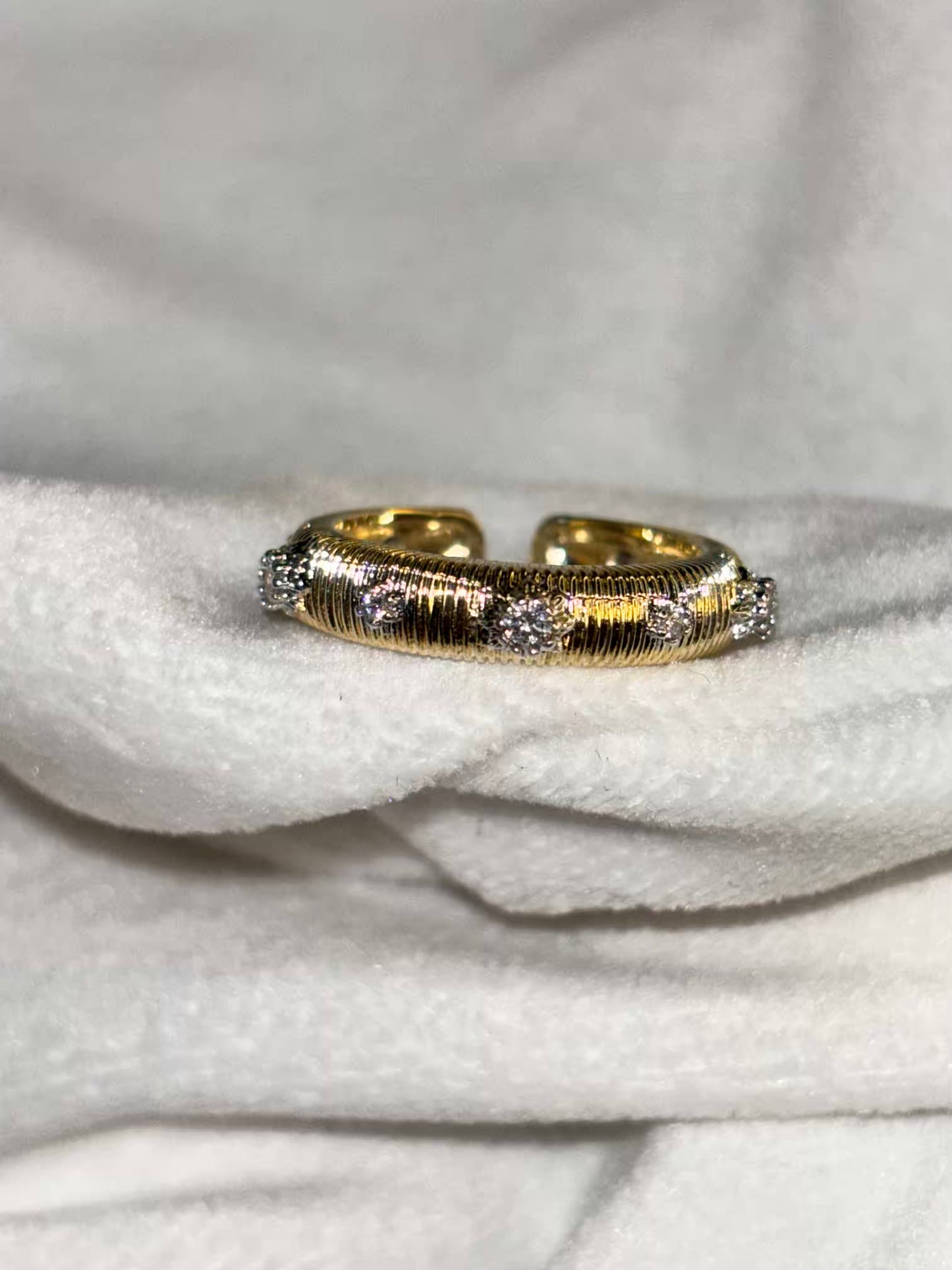 Gold Silk Studded Ring- Adjustable