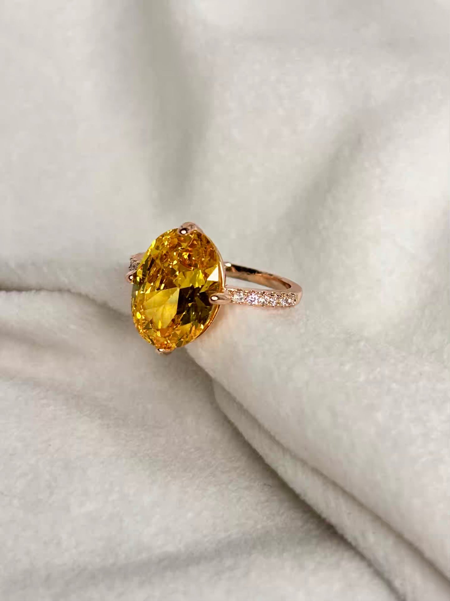 Yellow Sapphire Pukhraj Ring for Career / Business - Rose Gold