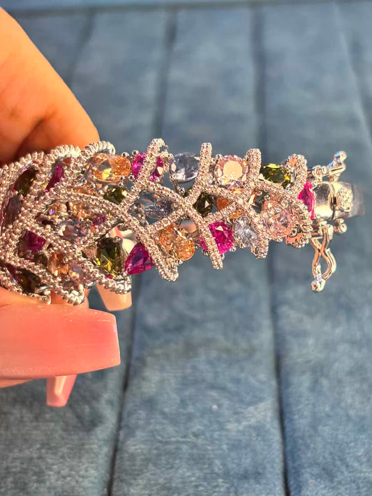 Multicoloured Luxury Rhodium Plated Bracelet ( Prepaid Only )