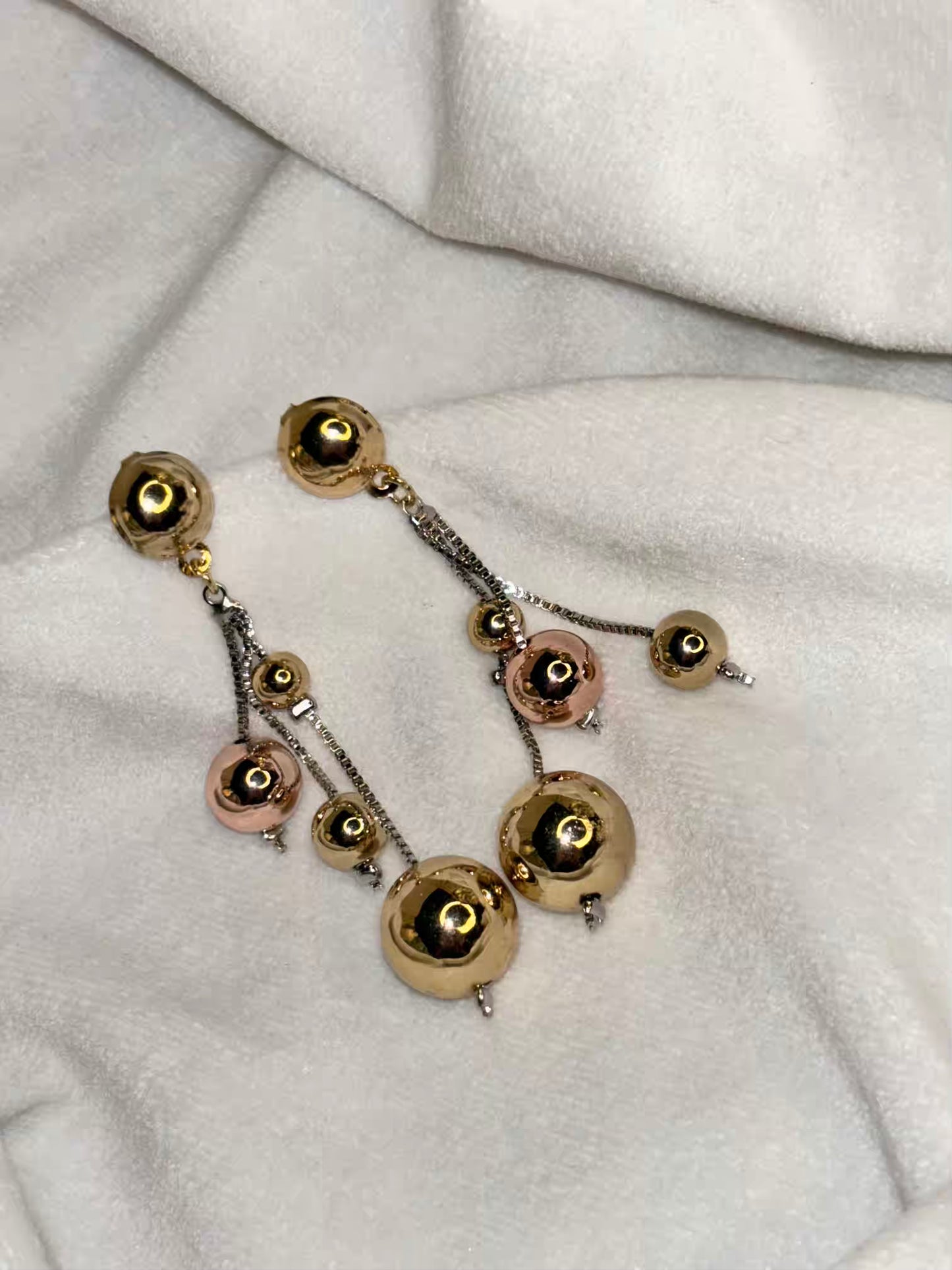 Ball Hanging Earrings Studs - Gold Plated