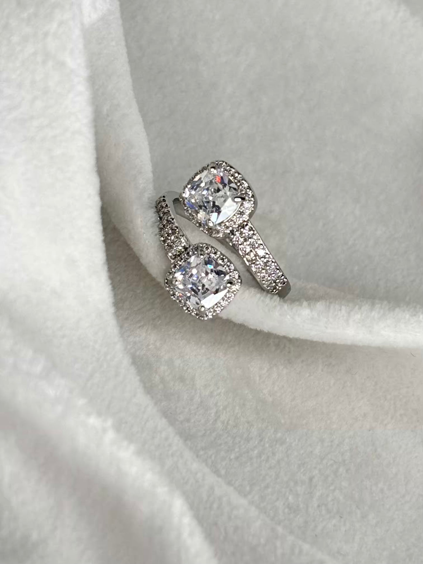 Dual Cushion Ring Silver Adjustable