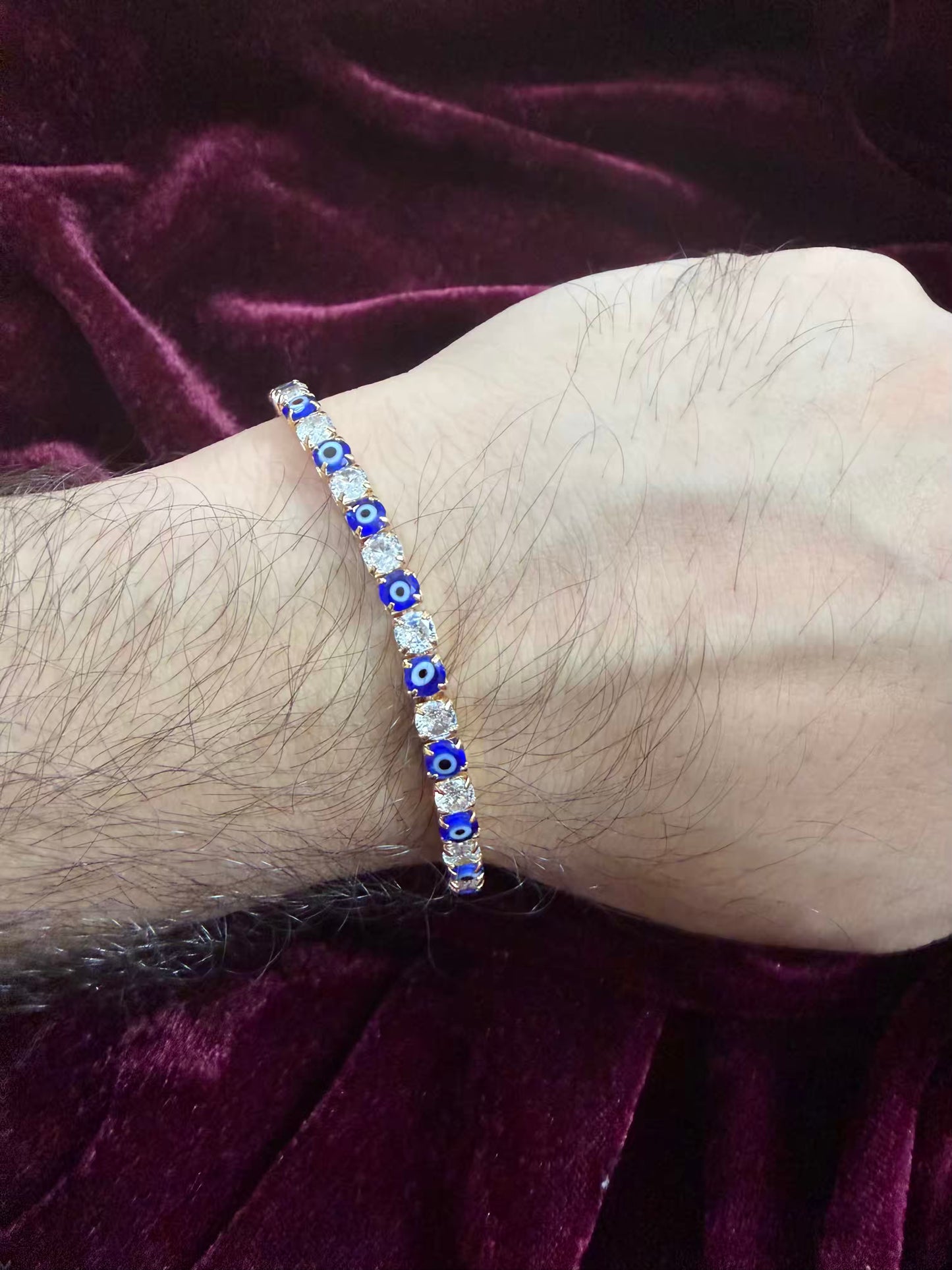 Men's Evil Eye Nazar Tennis Rakhi Bracelet ( Gold plated )