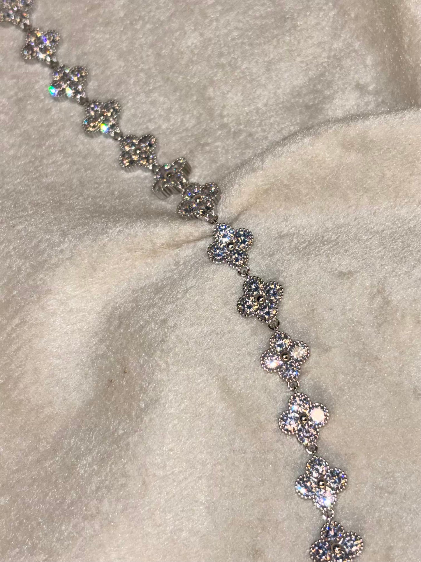 Clover Thick Sparkle Premium Silver Plated Tennis Bracelet
