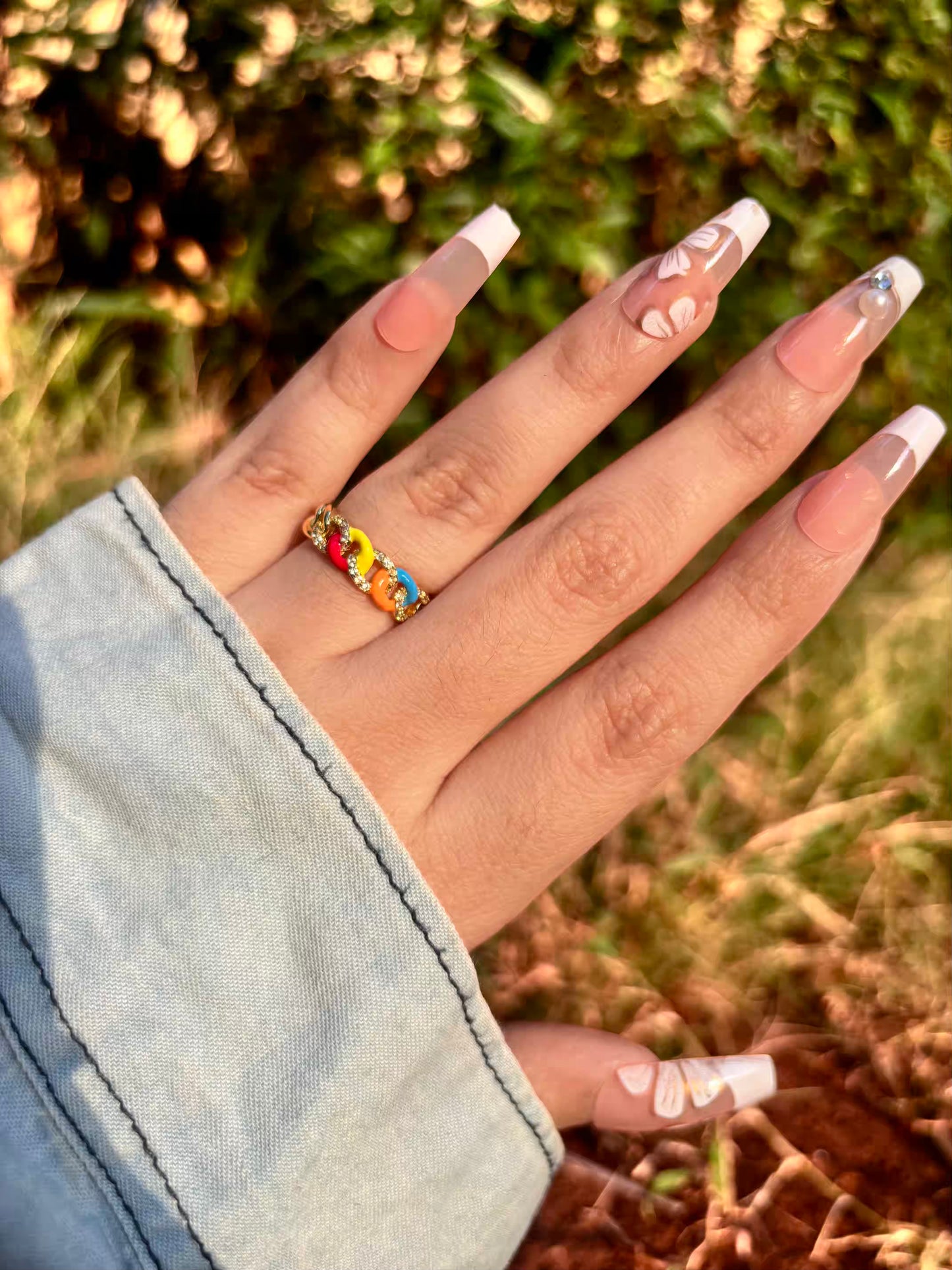 Multicoloured Chain Band Ring - Adjustable