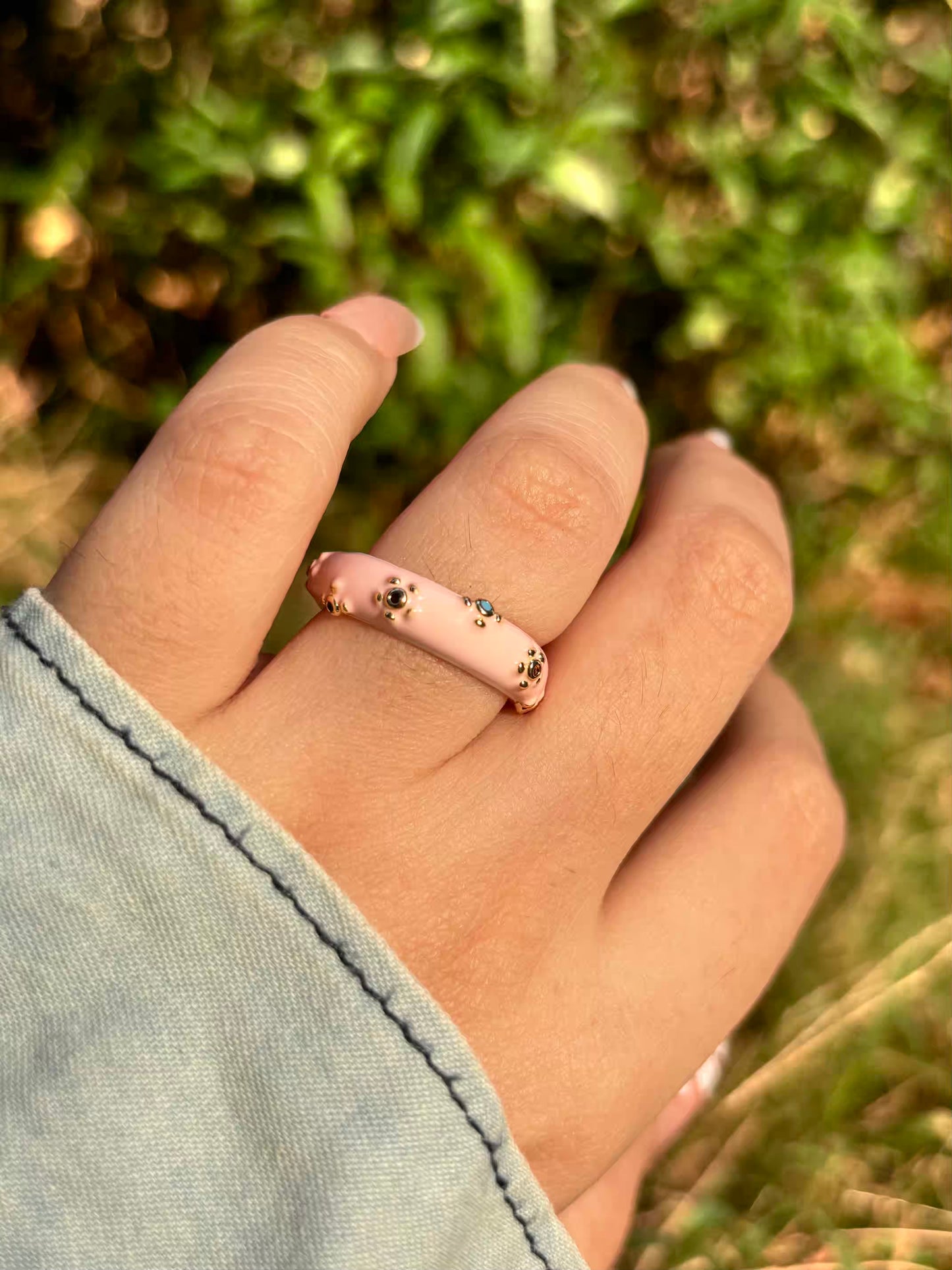 Baby Pink Stars Band Ring - Adjustable