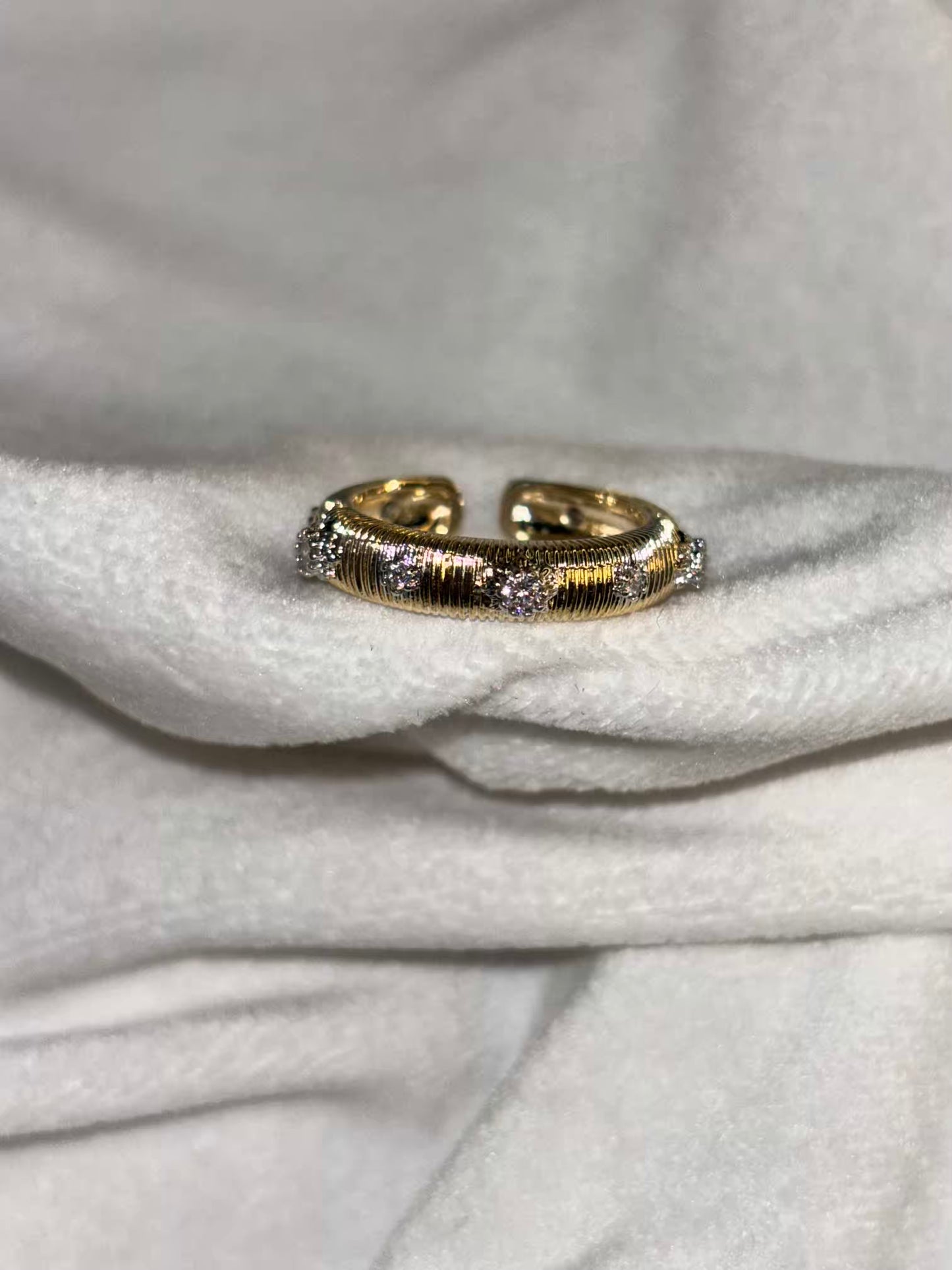 Gold Silk Studded Ring- Adjustable