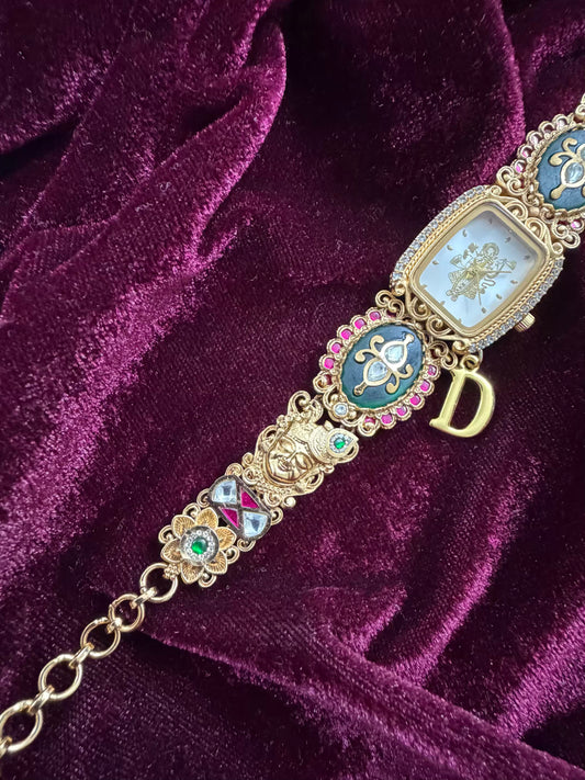 Shreenathji Krishna Maharani Heritage Watch Rakhi in Premium Swarovski (Free Initial)