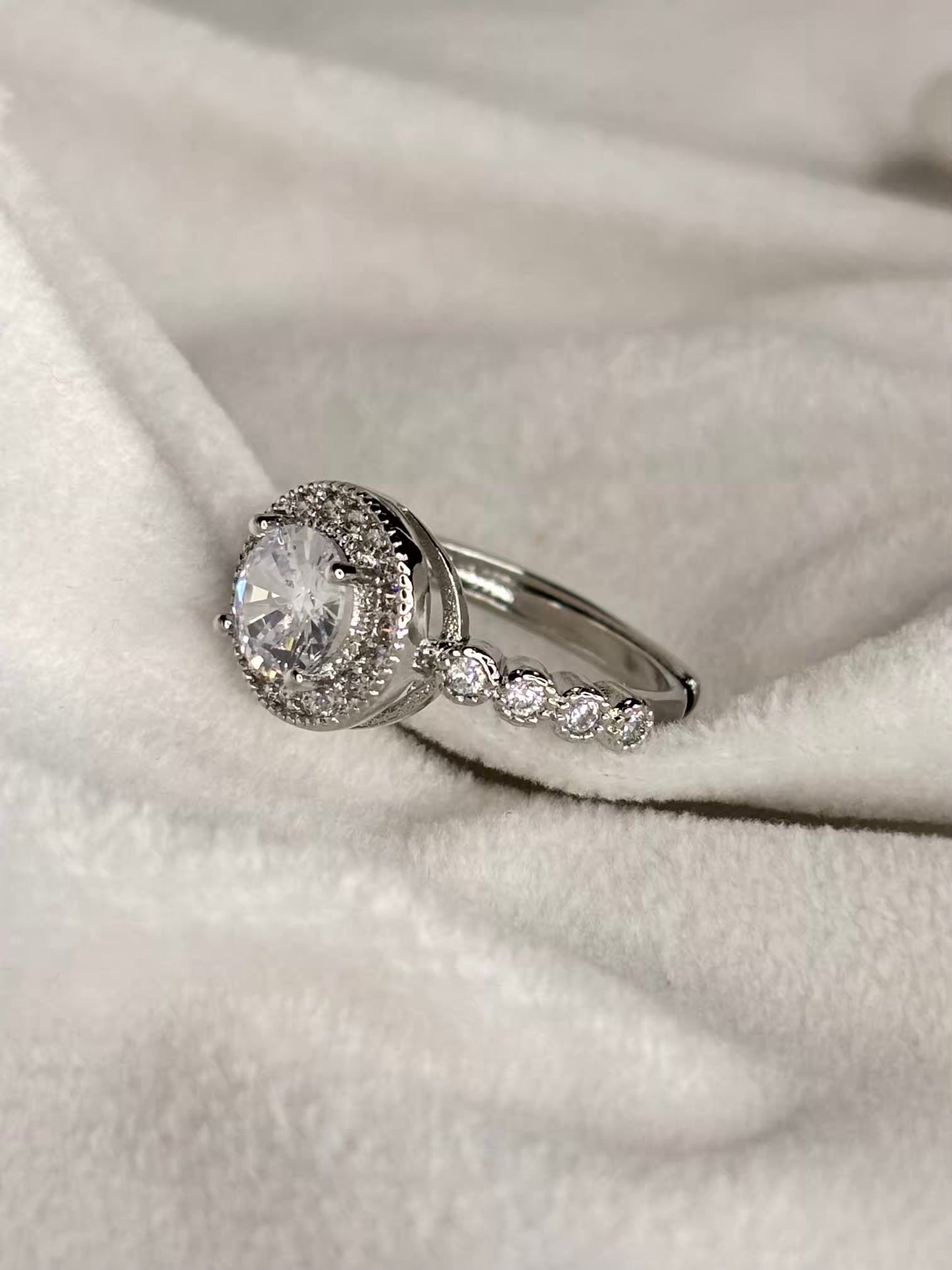 Elysia Solitaire Silver Ring Adjustable