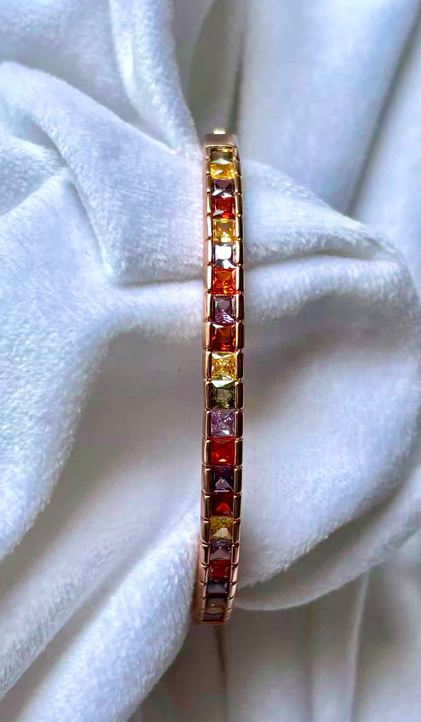 Premium Colourful Studded Style Kada Bracelet Bangle - Rose Gold