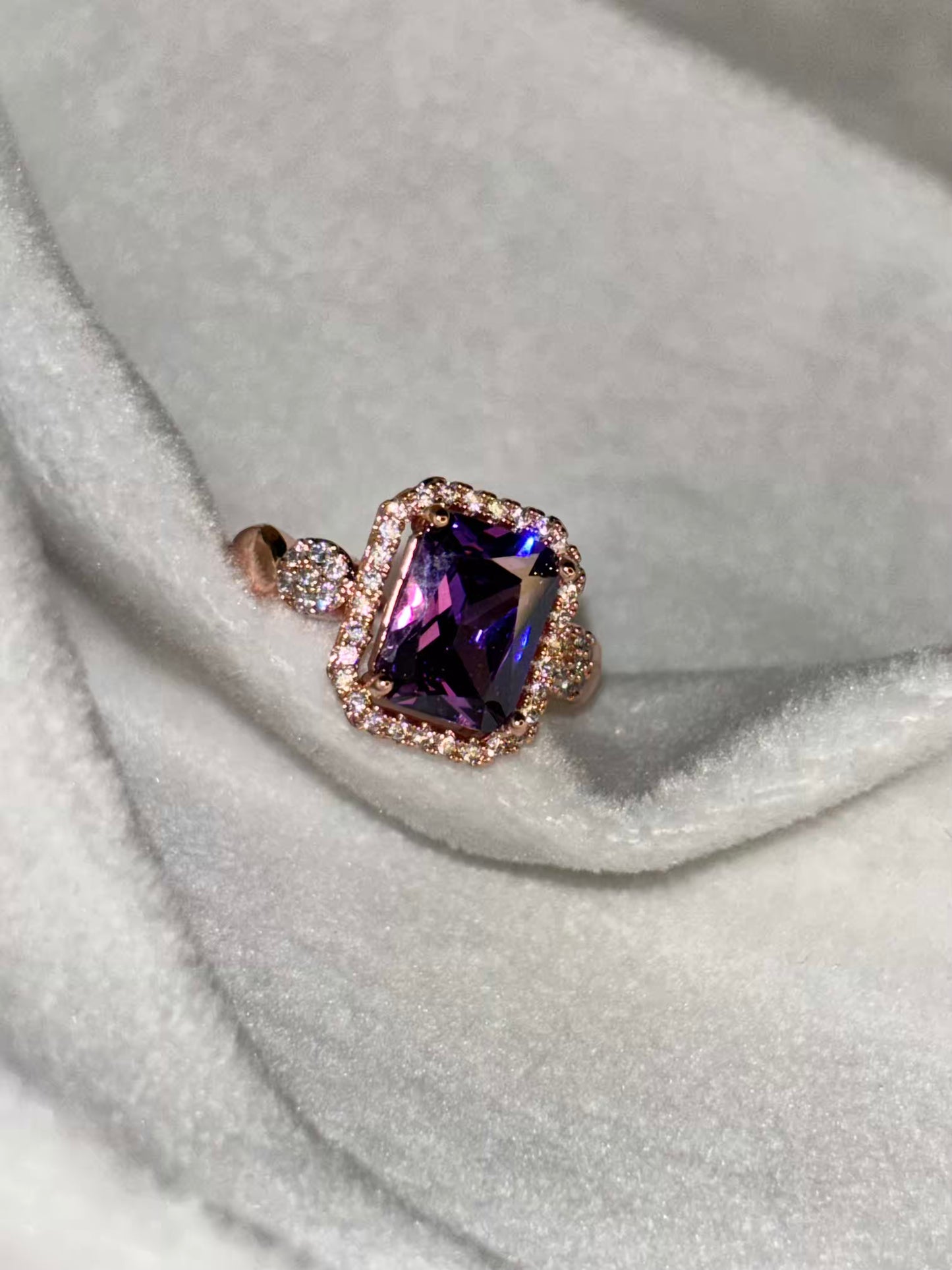 Purple Solitaire Ring