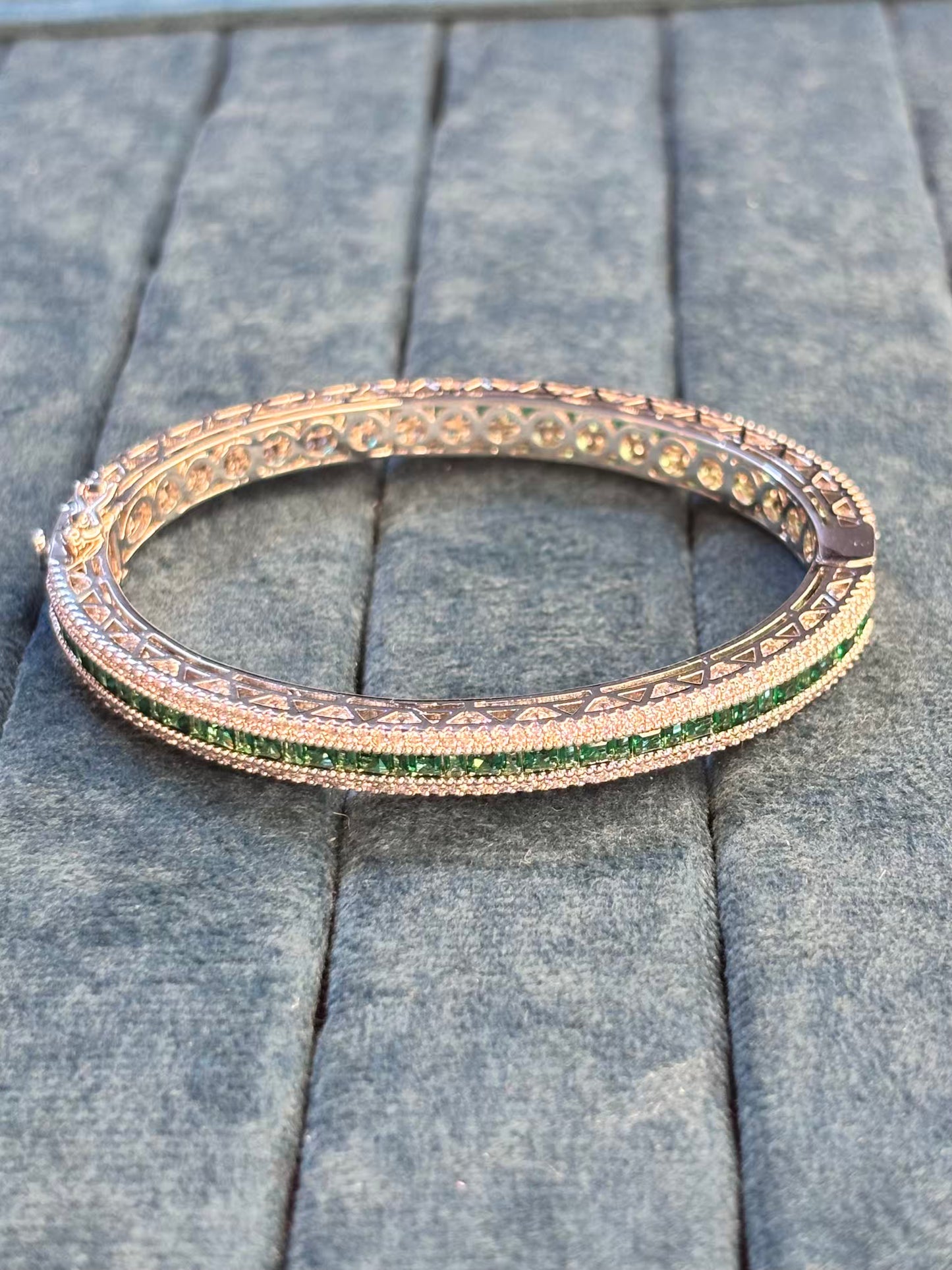 Emerald Green Luxury Rhodium Plated Bracelet ( Prepaid Only )