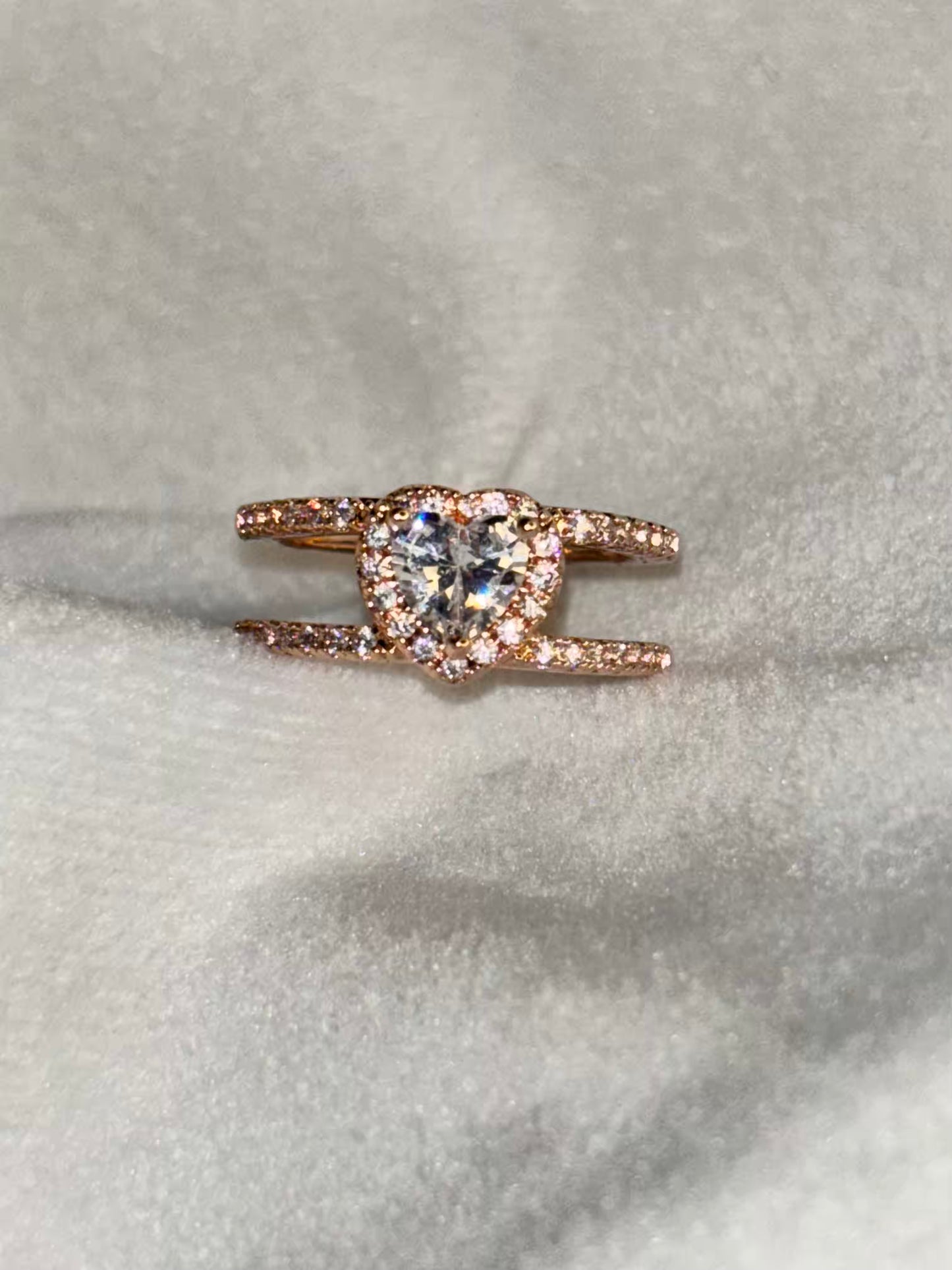 Heart Solitaire Ring Gold Adjustable